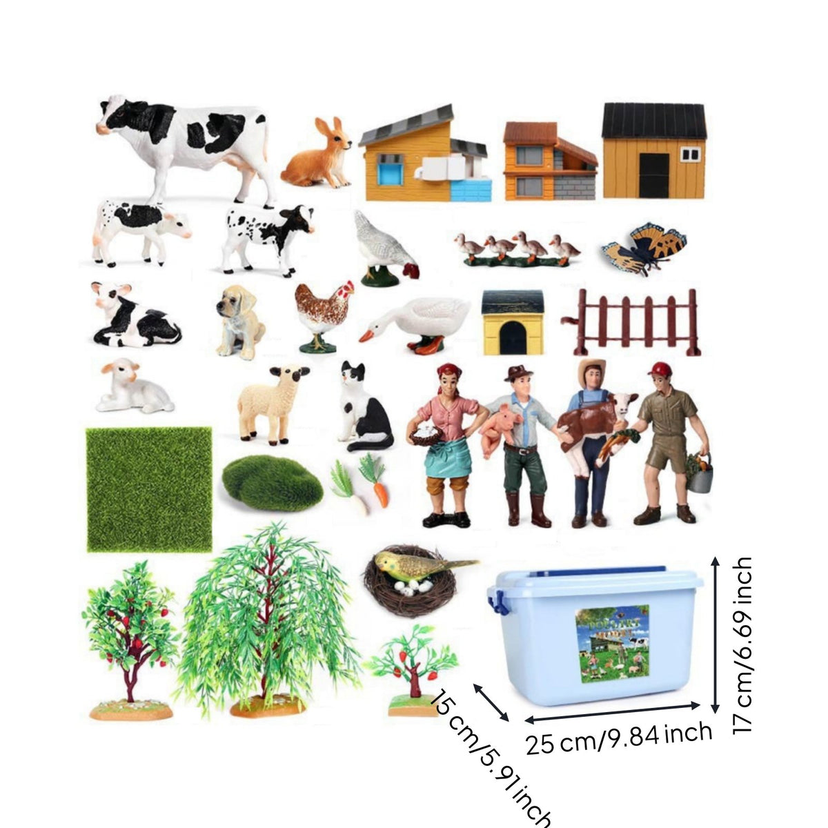 45 Pieces Farm Animal Model Set Early Learning Realistic Mini Farm Animal Figures Solid for Kids