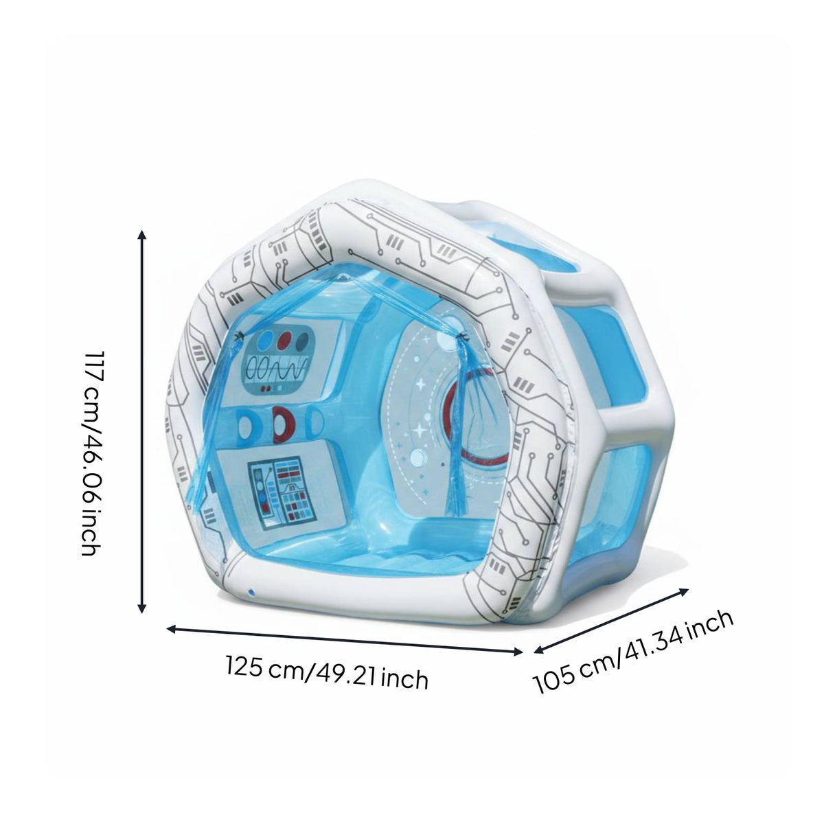 Space Station Playhouse Includes 6 Balls Inflatable Space House for Home