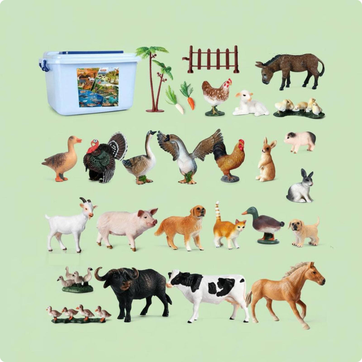 Realistic Poultry Figurines Hand-Painted Poultry Statue Set Display Box Animal Statue Set for Gift