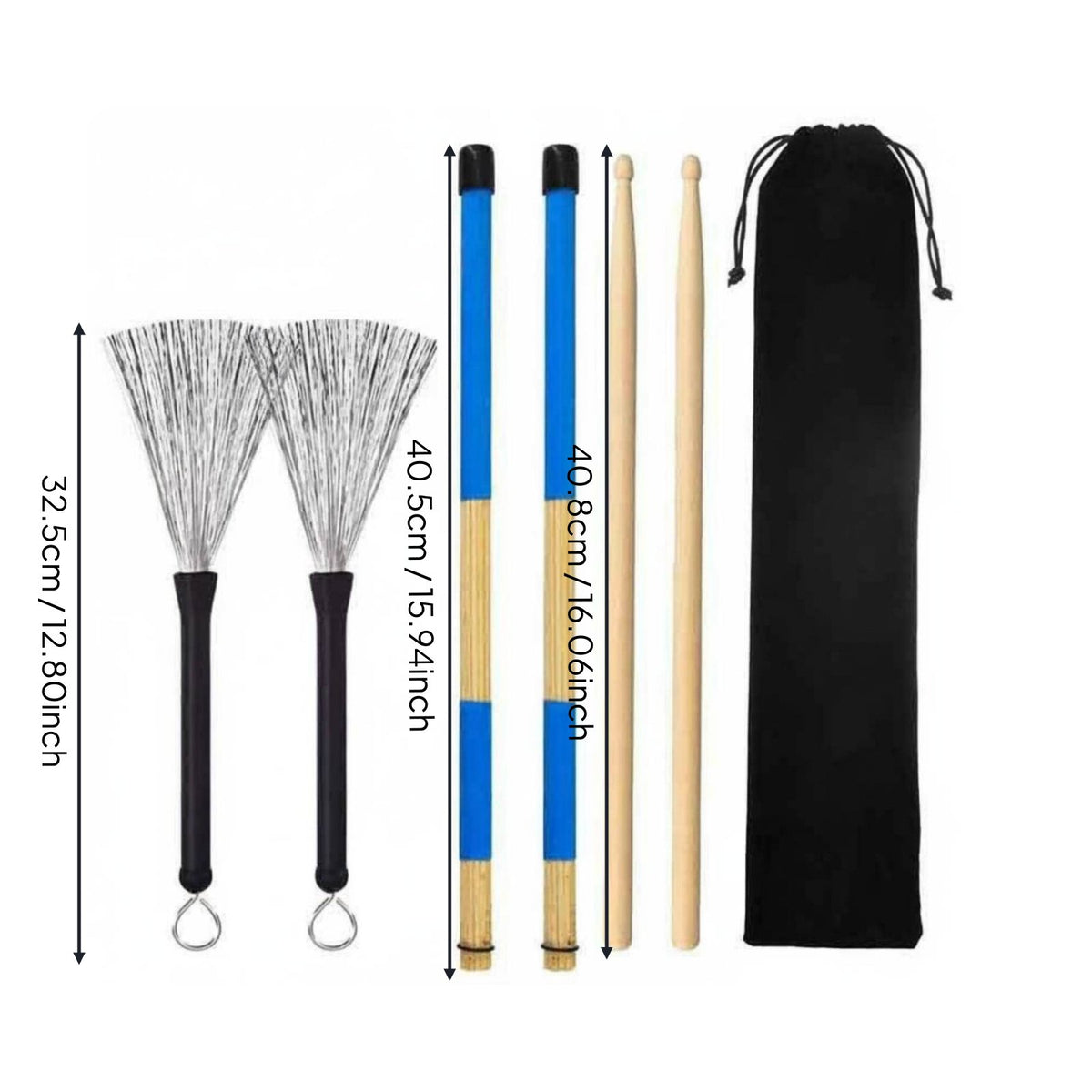 7 Pieces Drum and Brush Set Versatile Sound Options Retractable Wire Drum Brushes Materials 5A Maple Wood Drumsticks for Jazz Artists
