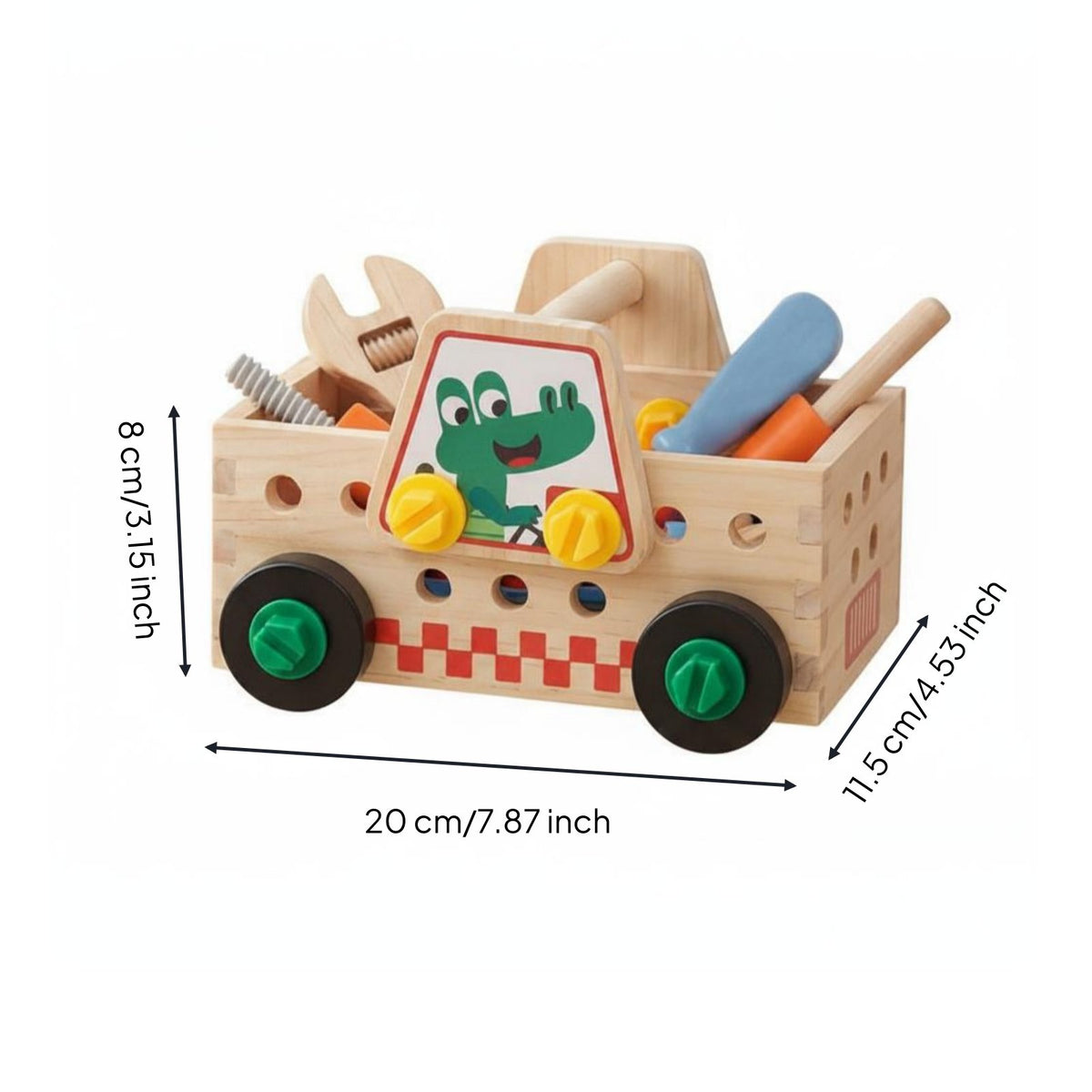 Wooden Truck Tool Set Built-in Storage Wooden Tool Truck Toy Colorful Pieces Pretend Repair for Kindergarten