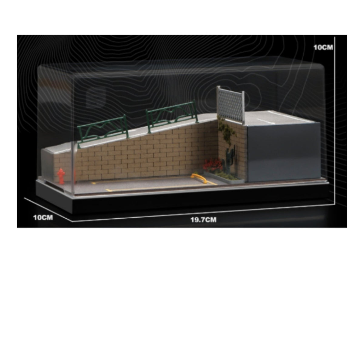 1:64 Scale Car Display Scene Dust-Proof Cover Street Slope Display Scene Box