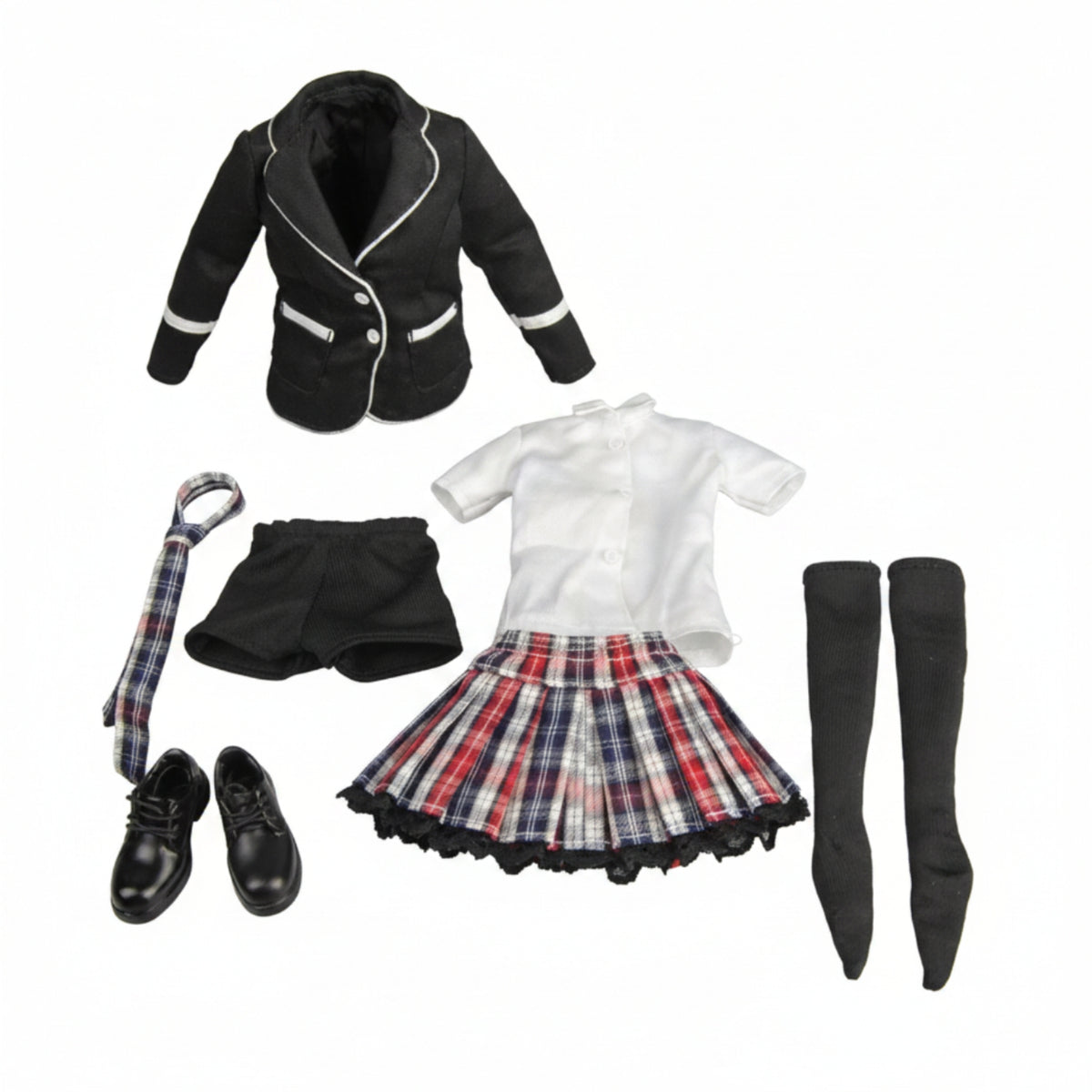 Female School Outfit Lace-Edged Plaid School Outfit Tailored
