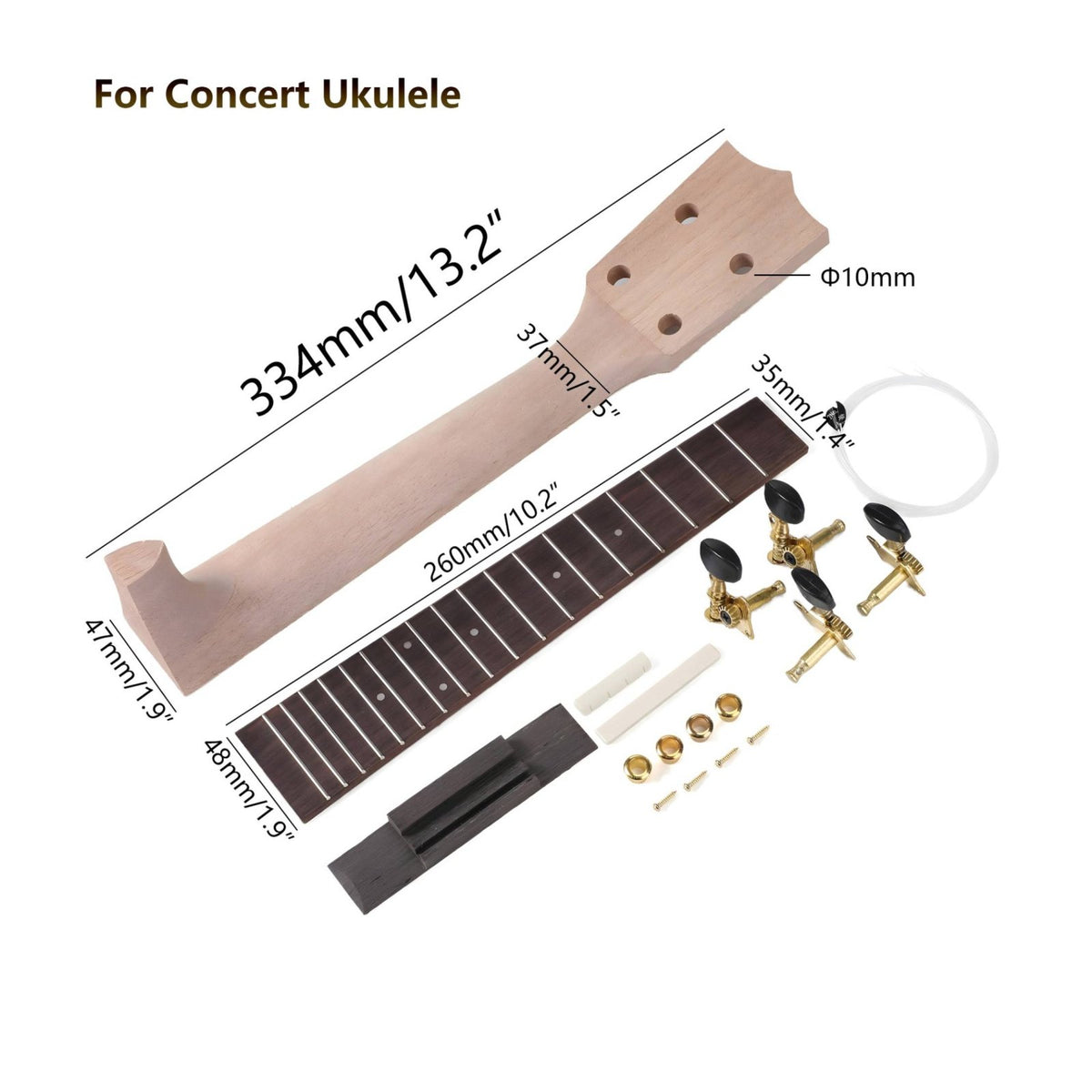 DIY Ukulele Neck Kit Customizable Tobacco Box Ukulele Parts for Children