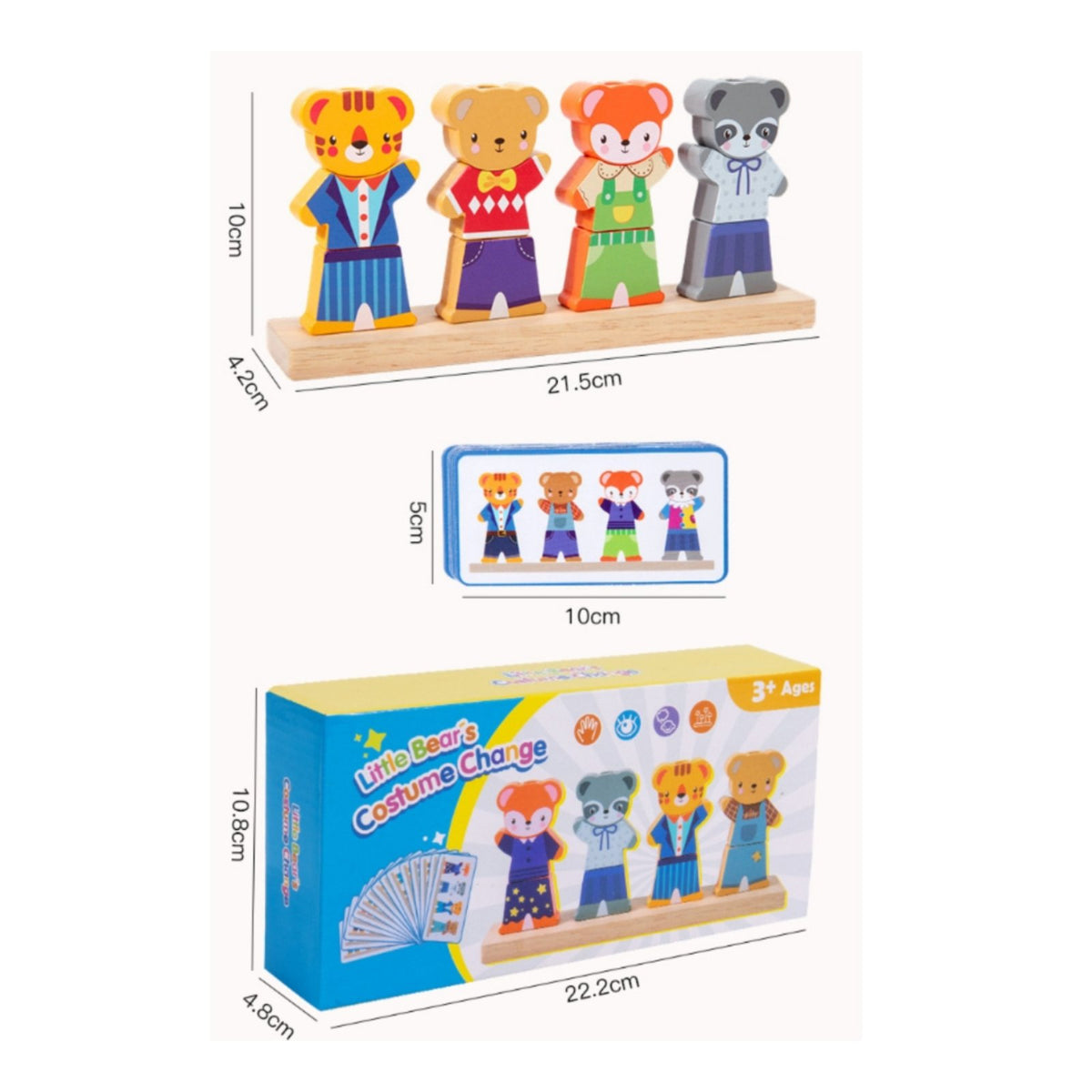 Wooden Bear Dress-up Toy Screen-Non-Digital Wooden Costume Assembly Game Board