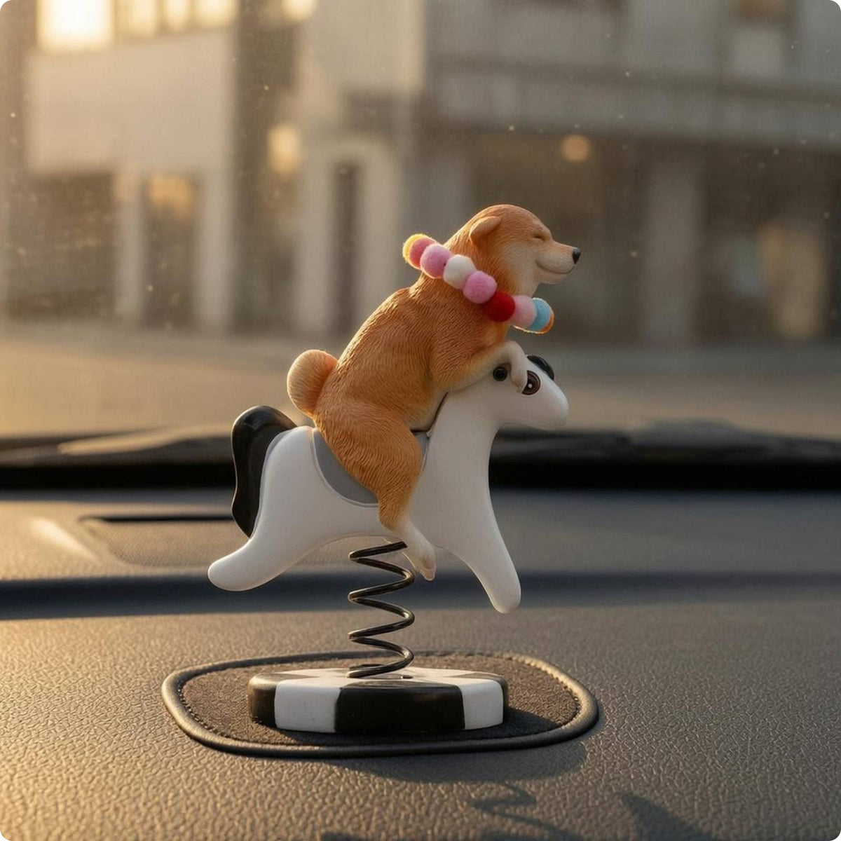 Shiba Inu Figurine Bead Collar Coiled Base Figurine Small