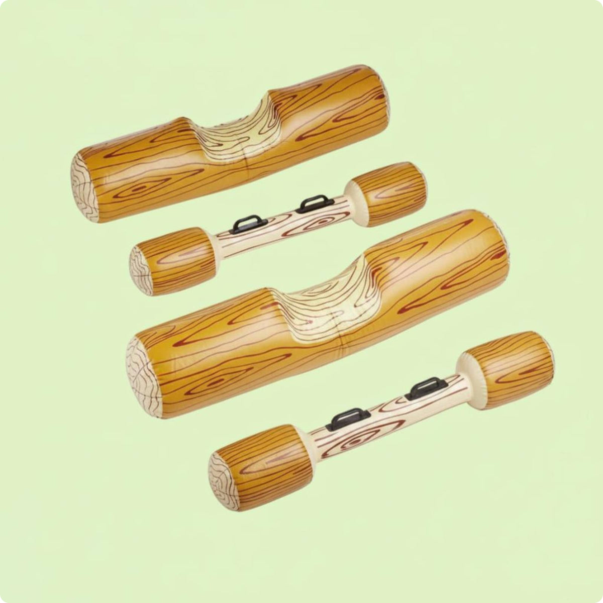 Inflatable Tap Set Wood-Grain Print Cylindrical Buoyant Pieces Yellow and Cream