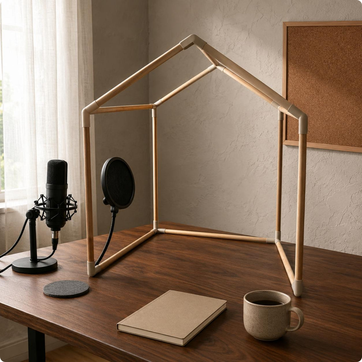 Desktop Sound Booth Frame Natural Wood Home Studio Item Wooden