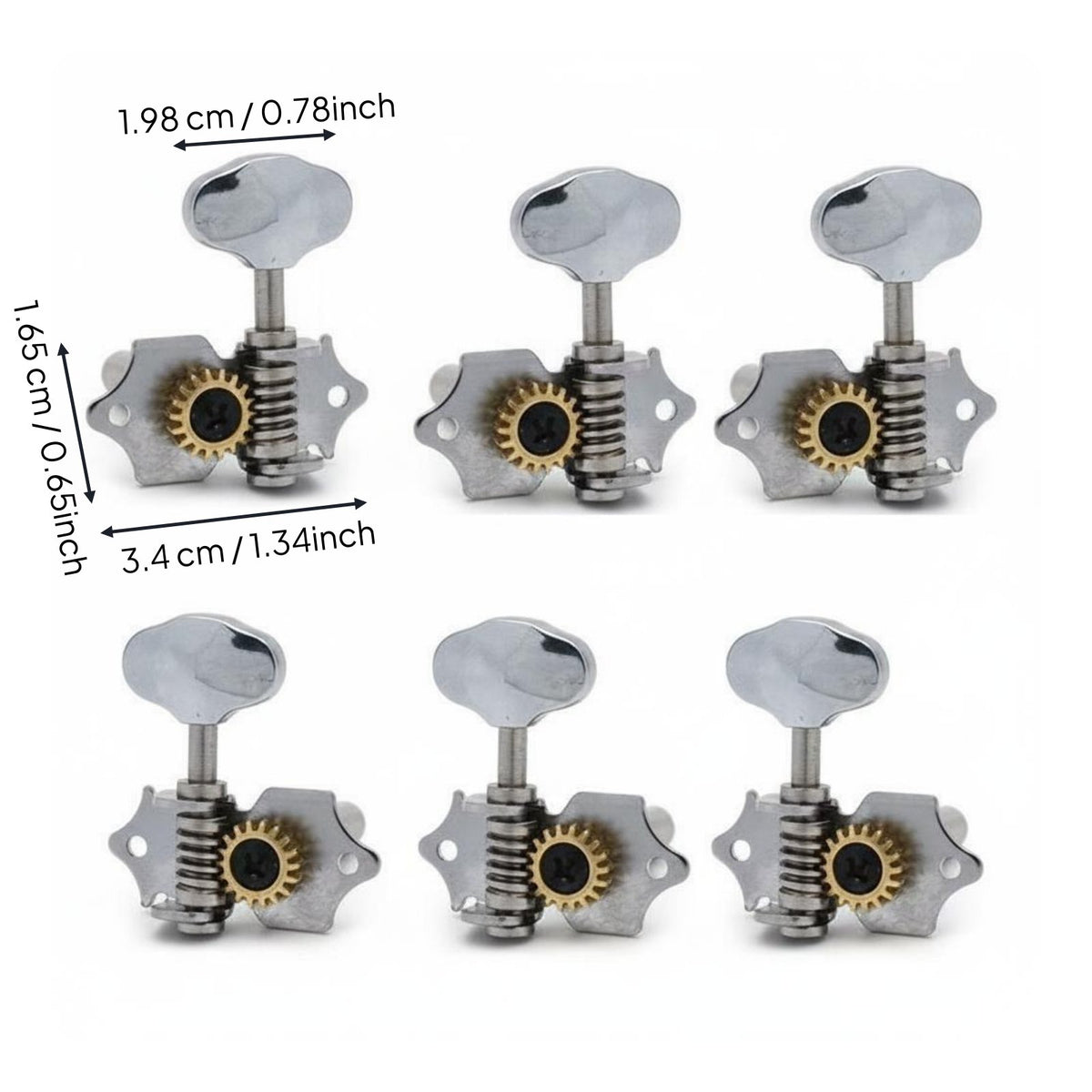 Guitar Machine Heads Chrome Finish Exposed Gear Tuning Pegs for Guitarists