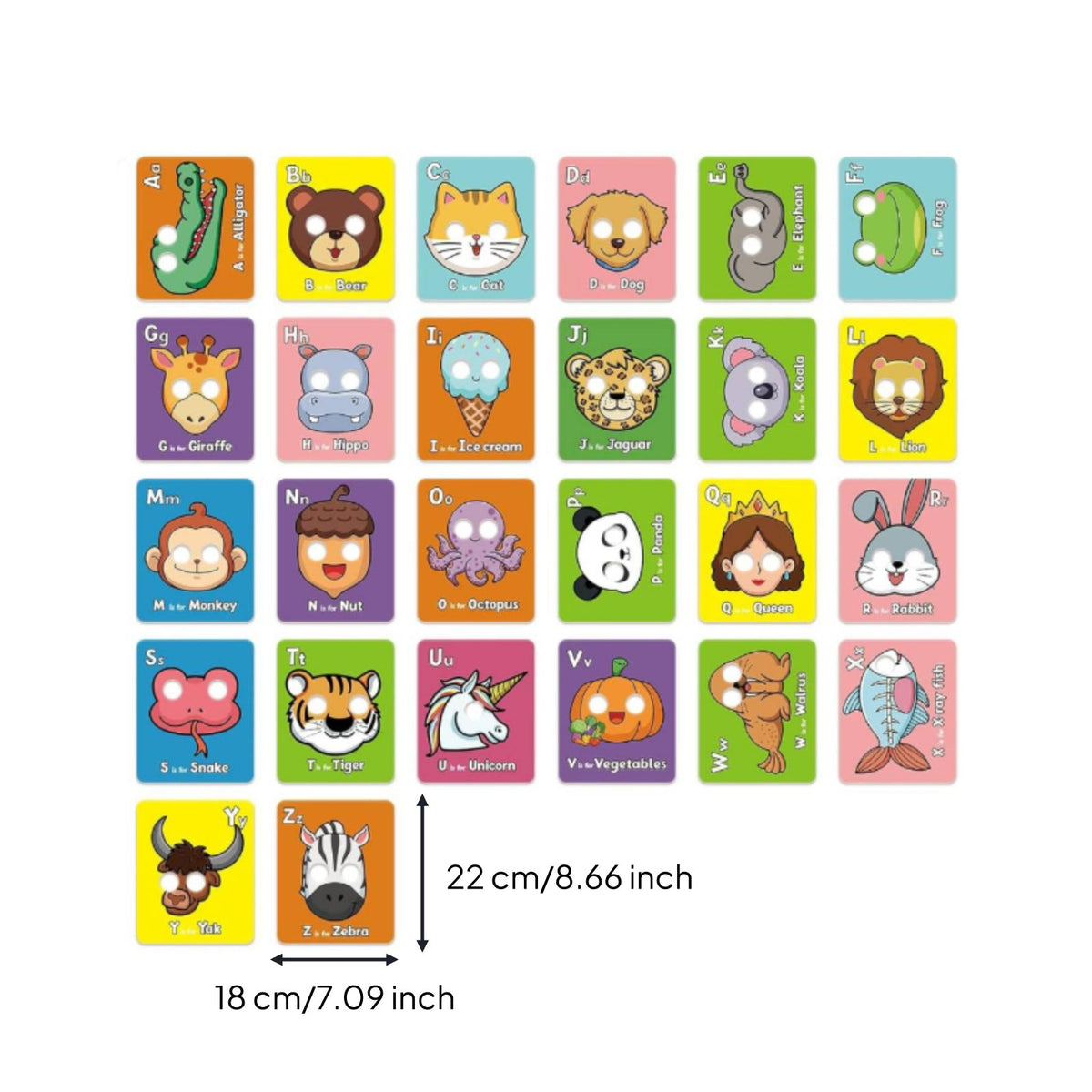 Creature Mask Flash Cards Colorful Design Creature Letter Set Cards Sturdy