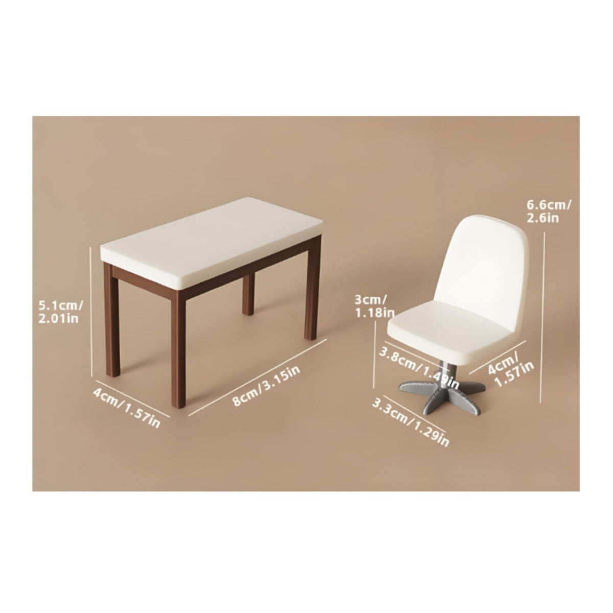 Miniature Computer Desk Set Scene Prop Dollhouse Office Set Realistic