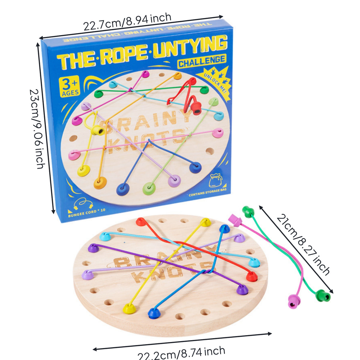 Untie Rope Challenge Game Storage Bag Knot Reasoning Board Toy Printed Lettering