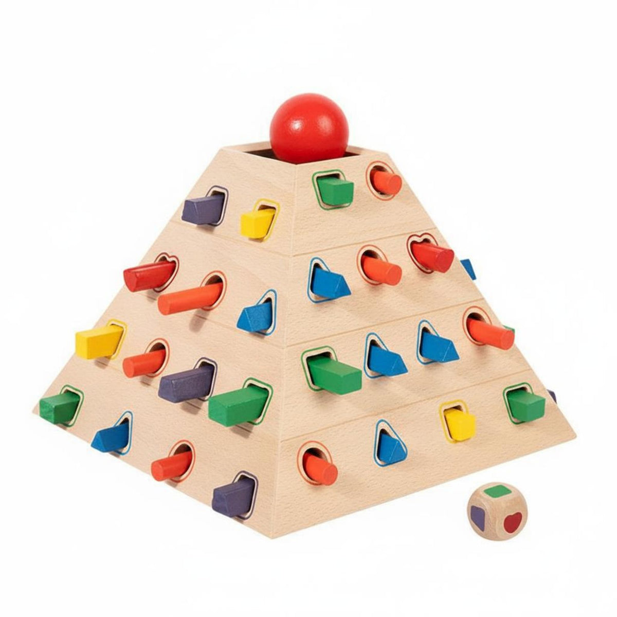 Educational Shape Matching Game Early Education Wooden Pyramid Sorter