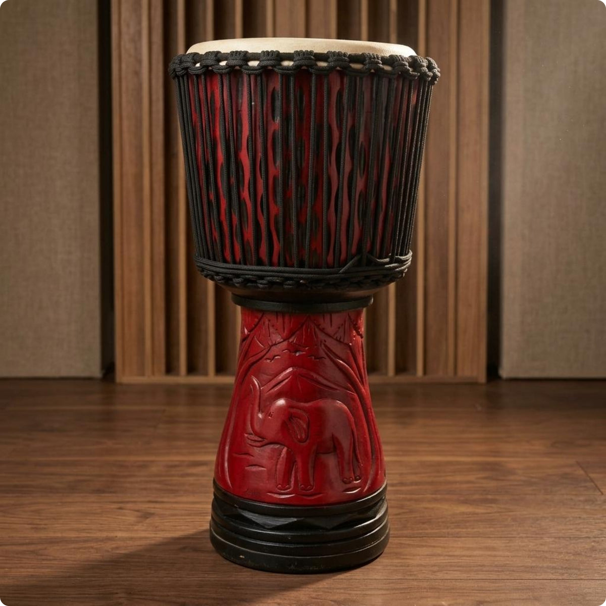 Djembe Drum Natural Drumhead Percussion Instrument Carved Wood