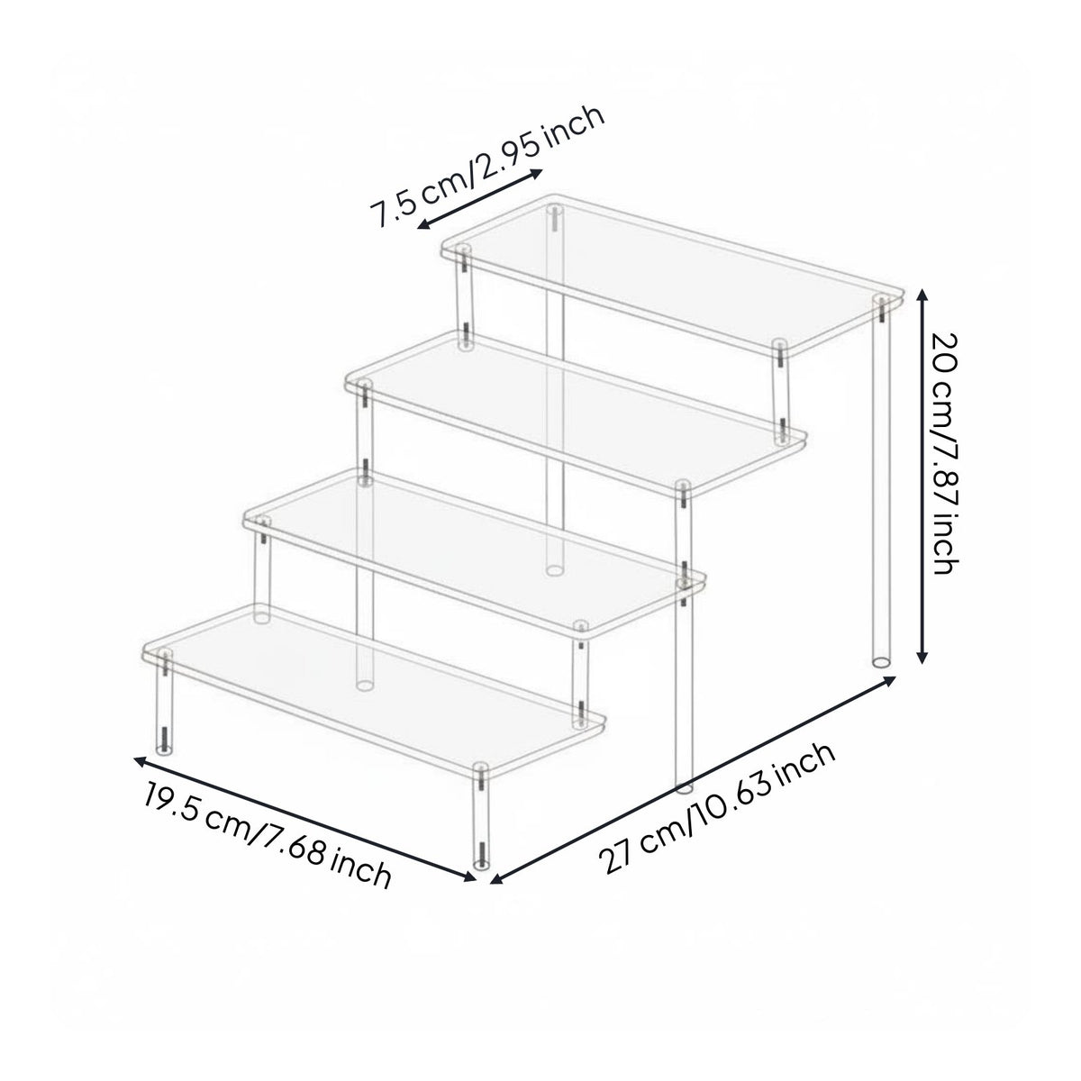 Clear Stepped Shelf Thickened Step Display Rack Long-Lasting for Desktop