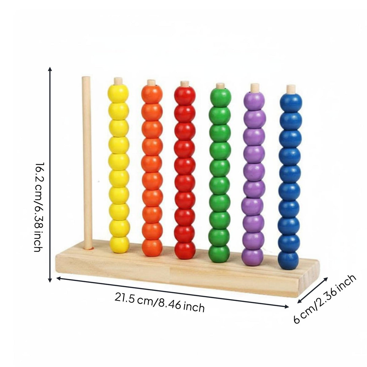 Rainbow Bead Counter Educational Wooden Bead Stacking Toy Fine Motor Skill Development Color Sorting Stacking Rings for Young Children, Playroom