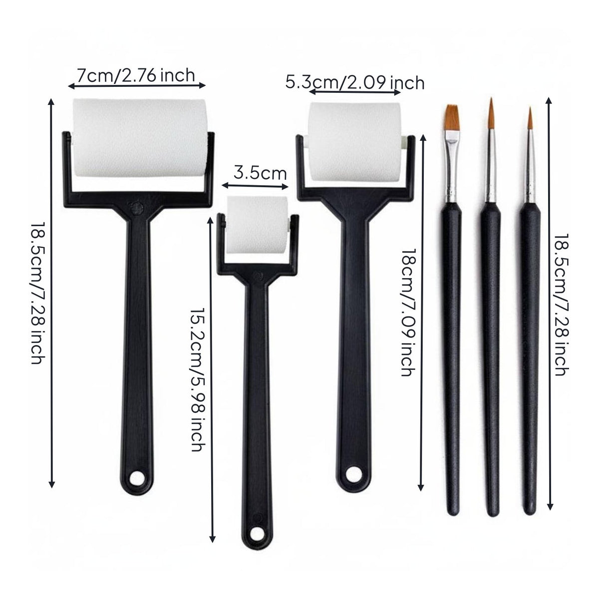 6 Pieces Sponge Roller Brush Set Multi-Size Brushes Kids Graffiti Tool Set