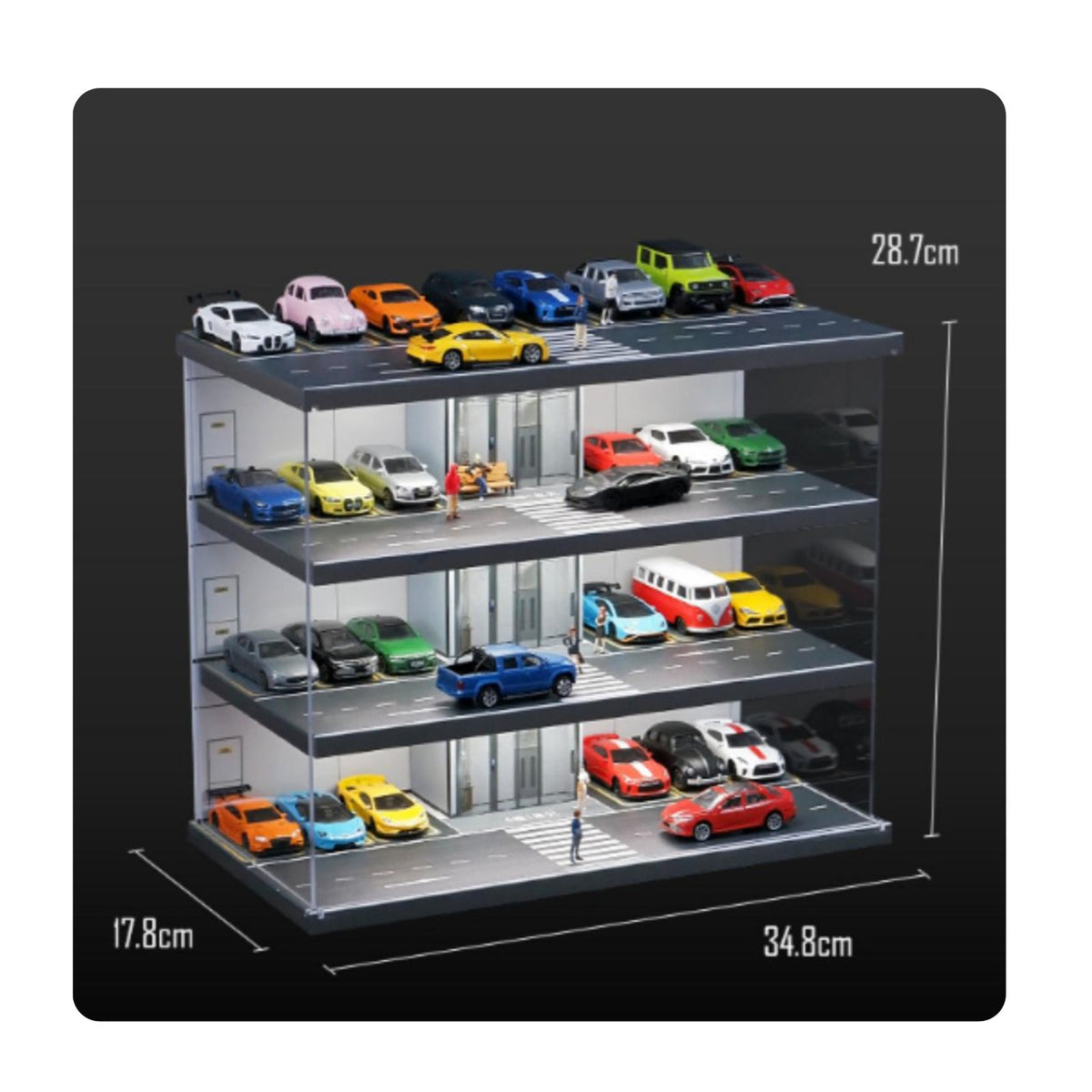 1:64 Parking Garage Display Multi-Level Design LED Garage Display Case for Desk