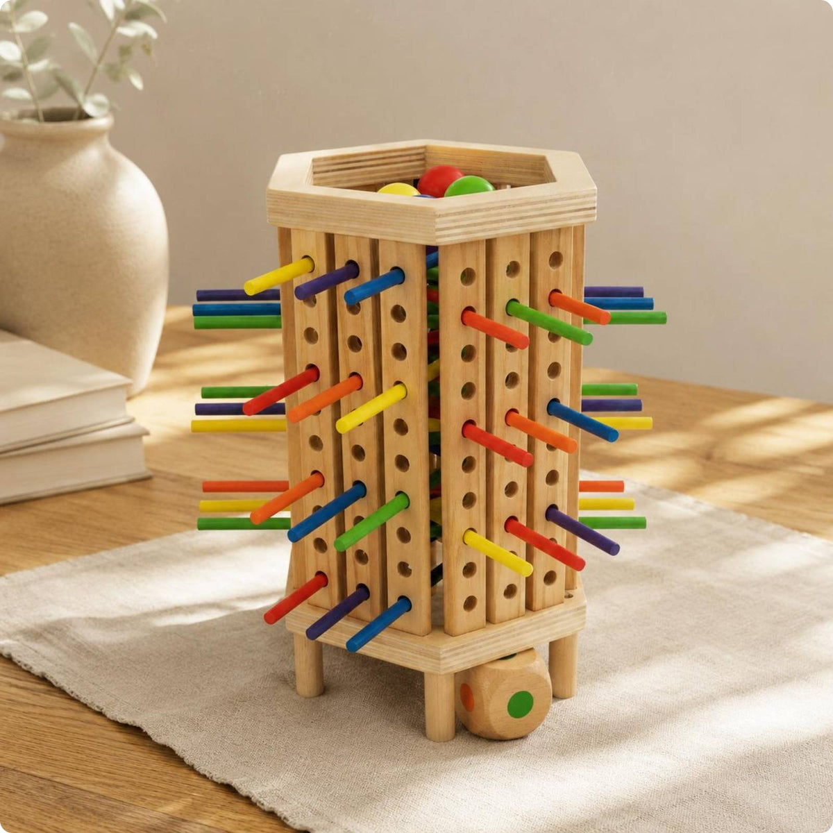 And Hexagonal Block Game Colored Sticks Wooden Structure Game Fine Motor Skills Kids Activity