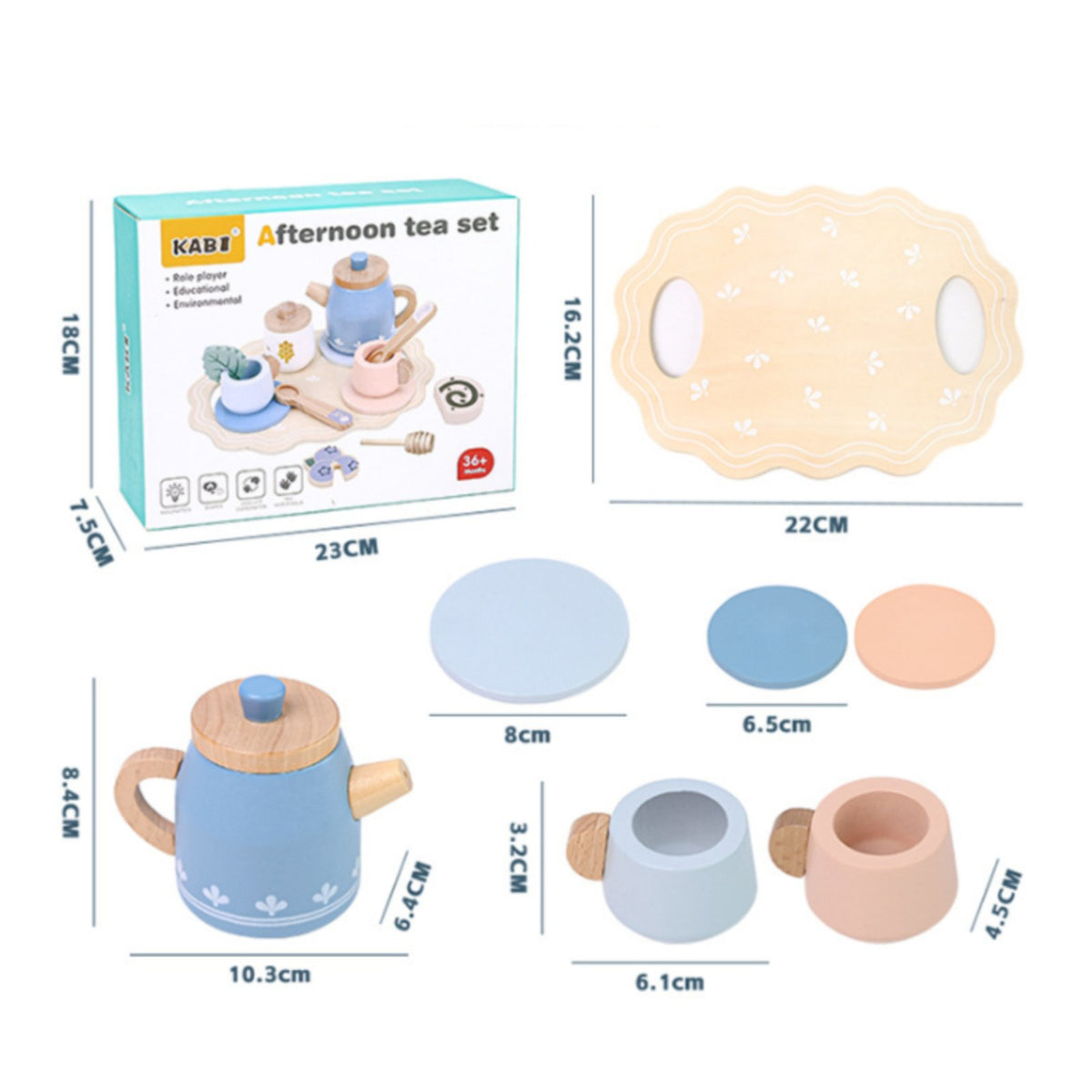 Wooden Tea Party Set Role Play Toy Tea Set Fine Movement Skills for Nursery