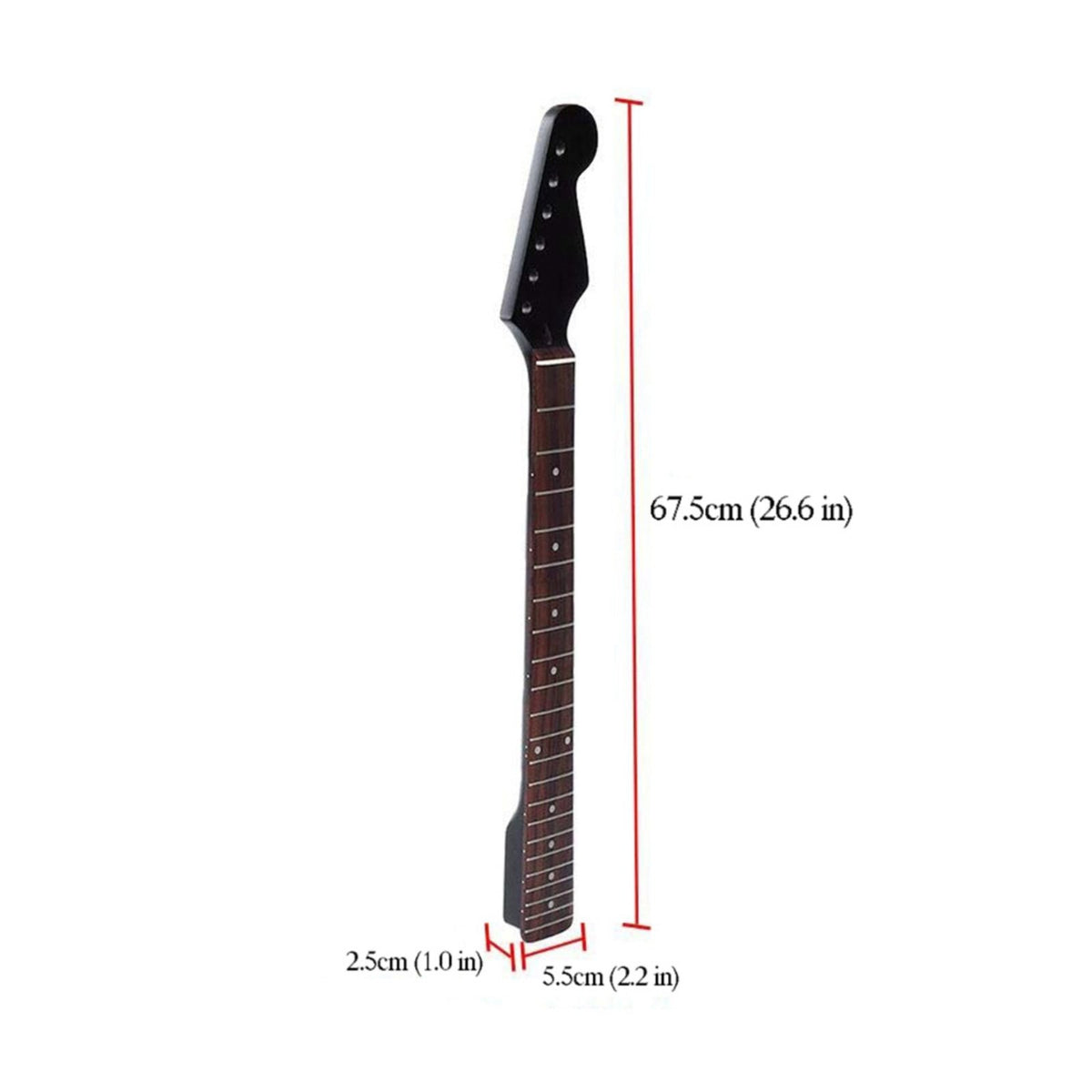 Black Electric Guitar Neck 10 Mm Tuning Peg Holes 22 Fret Guitar Neck