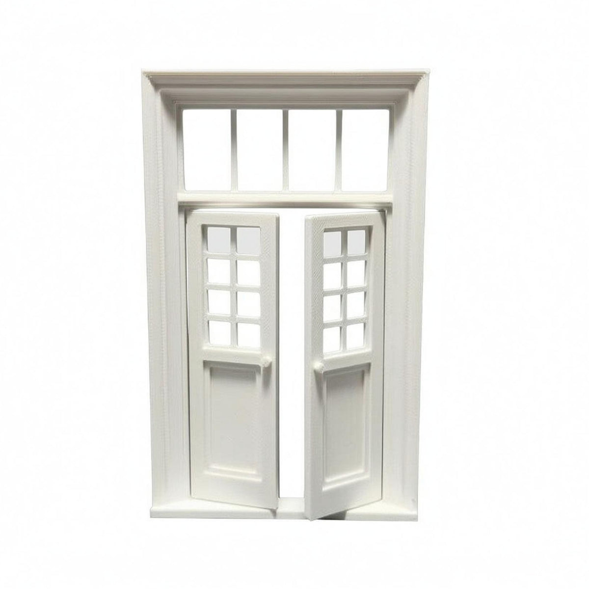 1:12 Scale Dollhouse Door Decorative Two Panel Transom Door Openable Transom Window Model