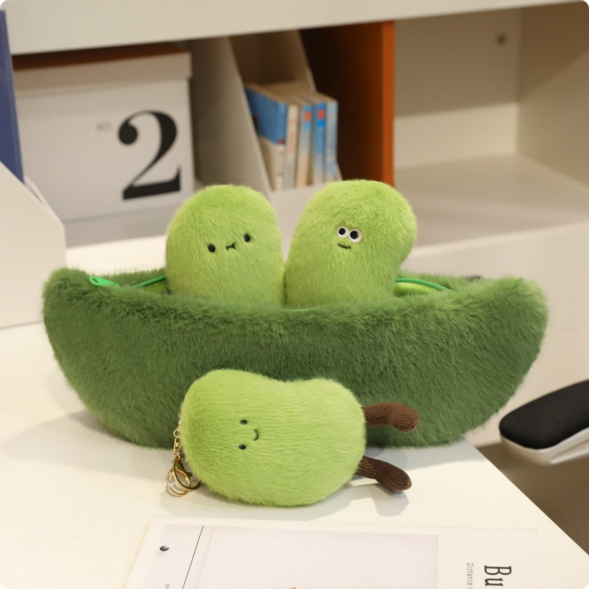 Peas in Pod Soft Toy Embroidered Pea Pod Soft Toy Green