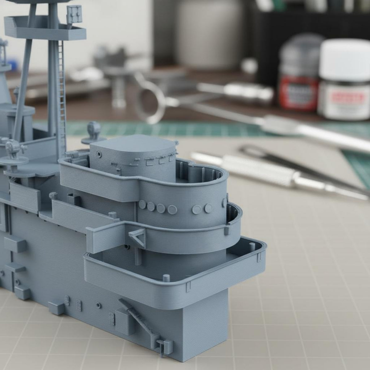 Aircraft Carrier Superstructure High Fidelity for Display, Hobbyists