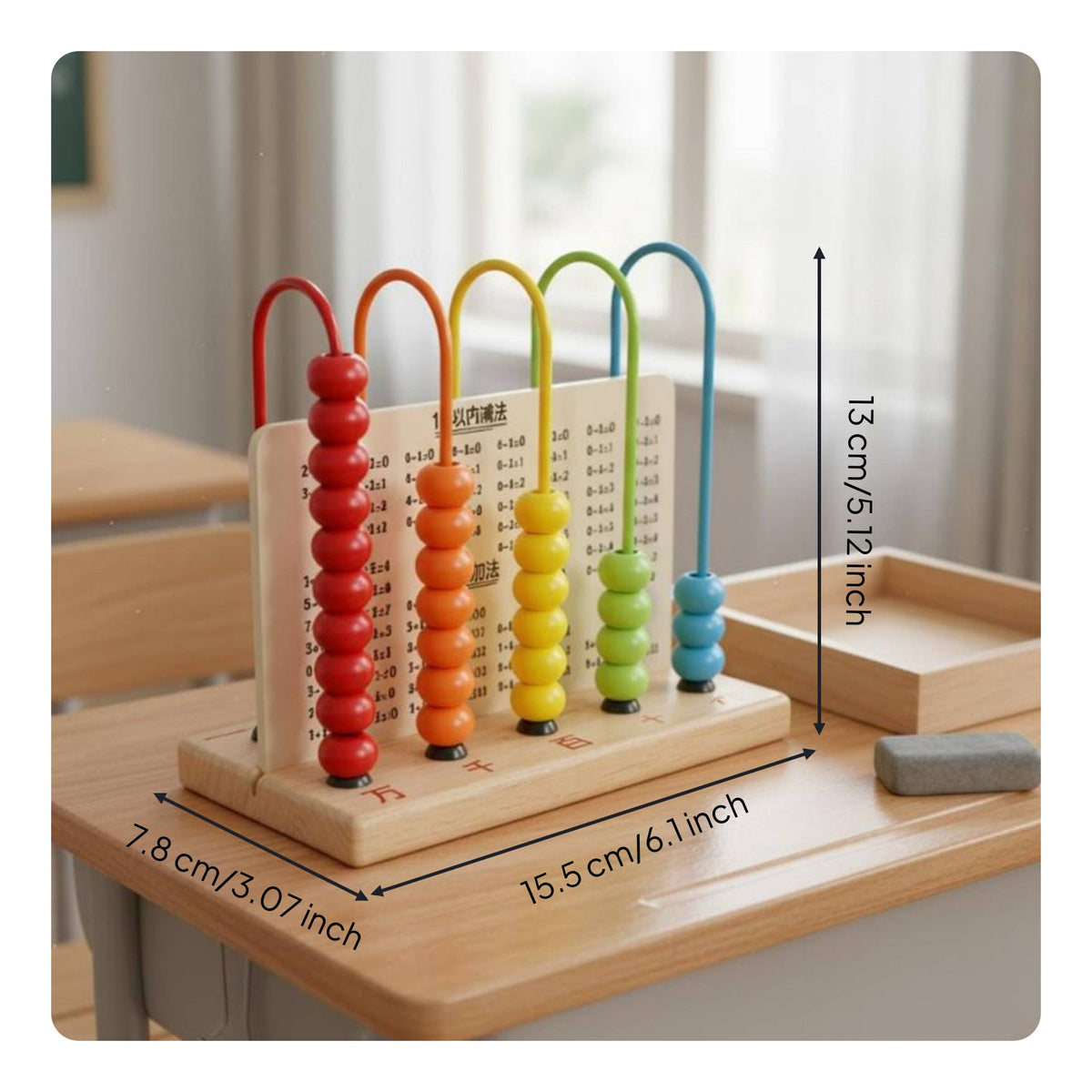 Wooden Abacus Educational Wooden Counting Frame Develops Fine Motor Skills Kids Counting Toy for Classroom, Homeschooling