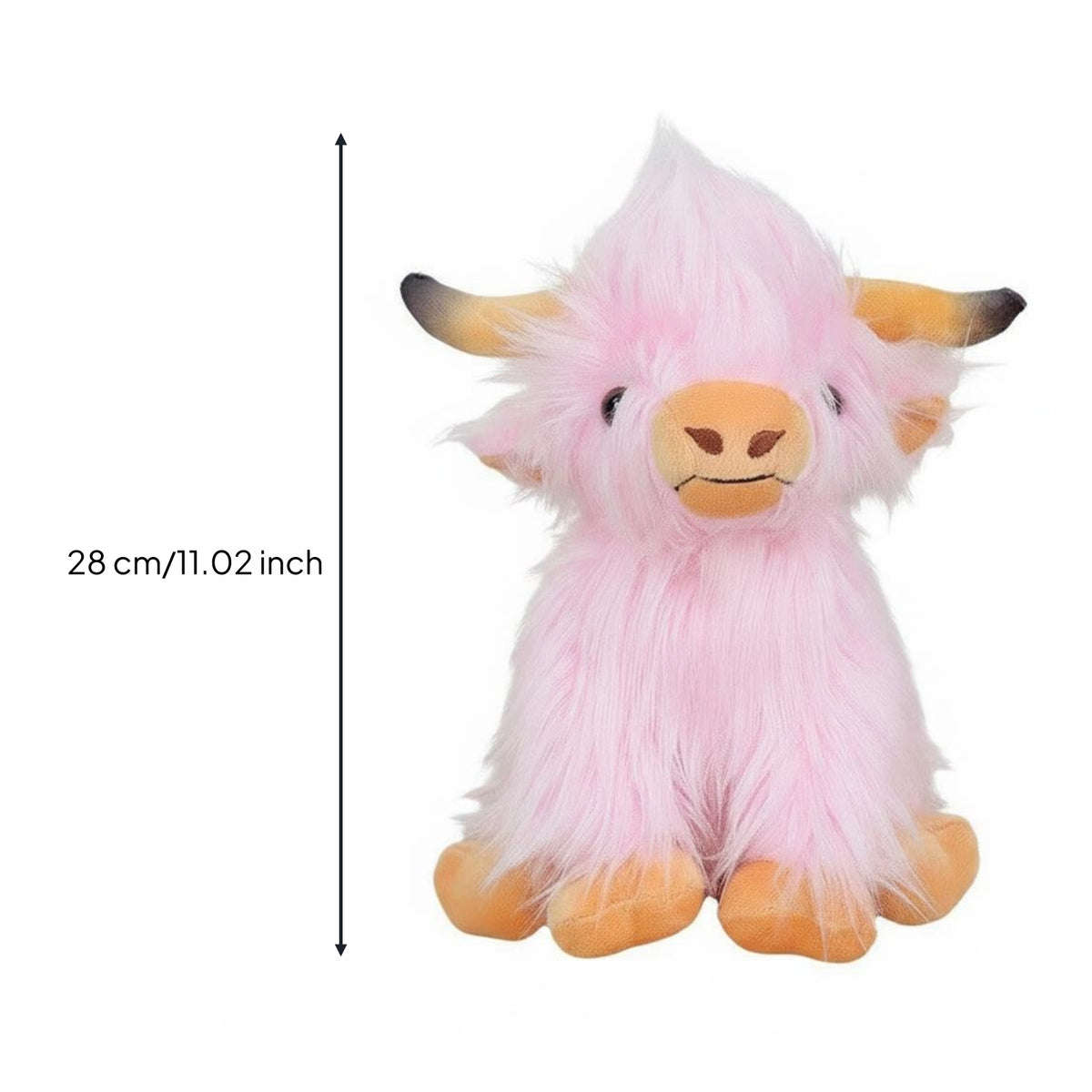 Seated Highland Cow Stuffed Toy Stitched Face Highland Cattle Cuddle Pillow
