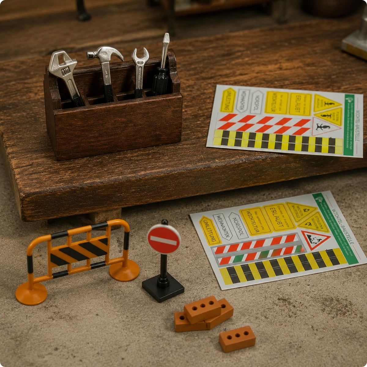 39 Pieces 1/12 Scale Dollhouse Tool Set Printed Signs 1/12 Scale Tool Case