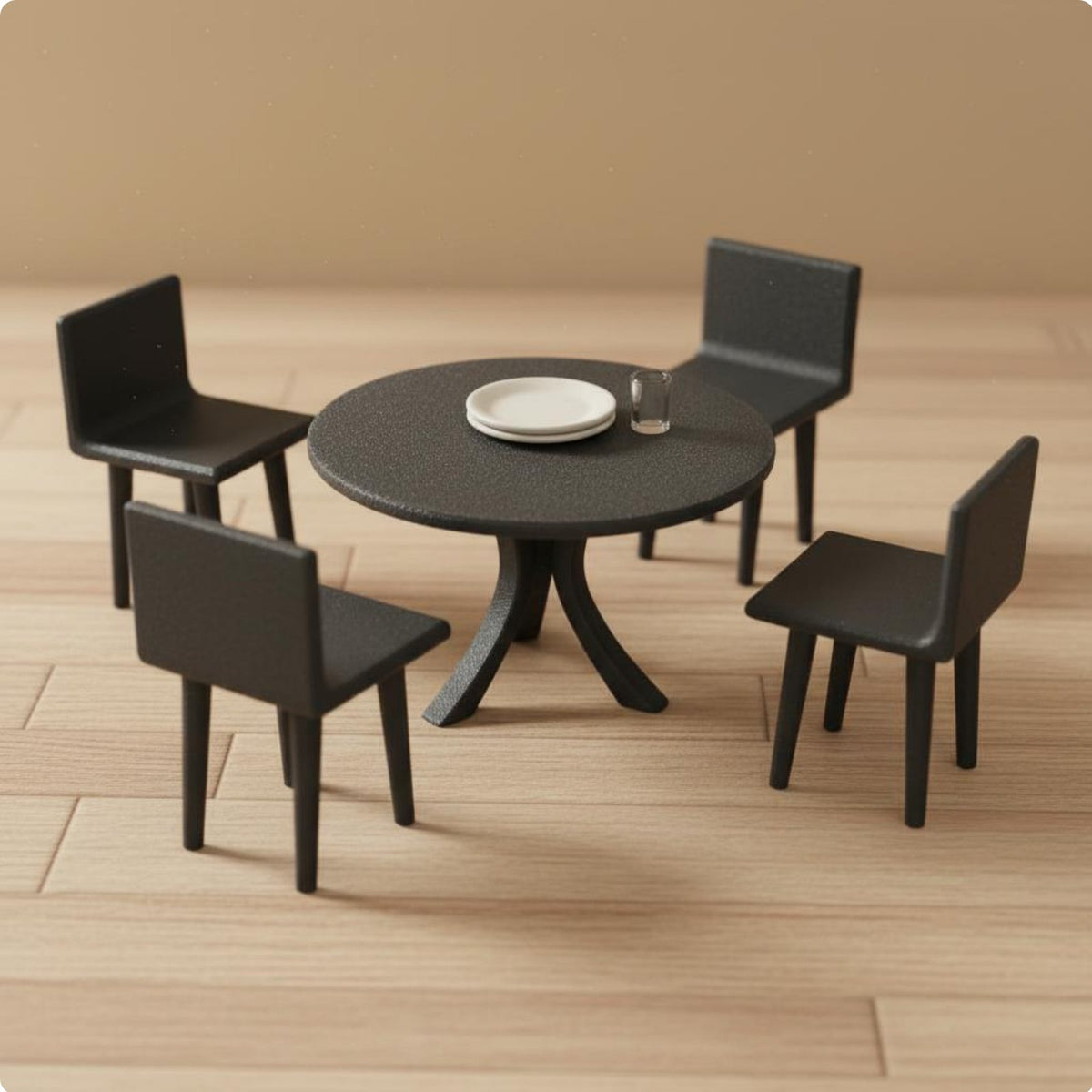 1:18 Scale Dining Set Polished Edges Mini Plastic Dining Set Collectible Gift