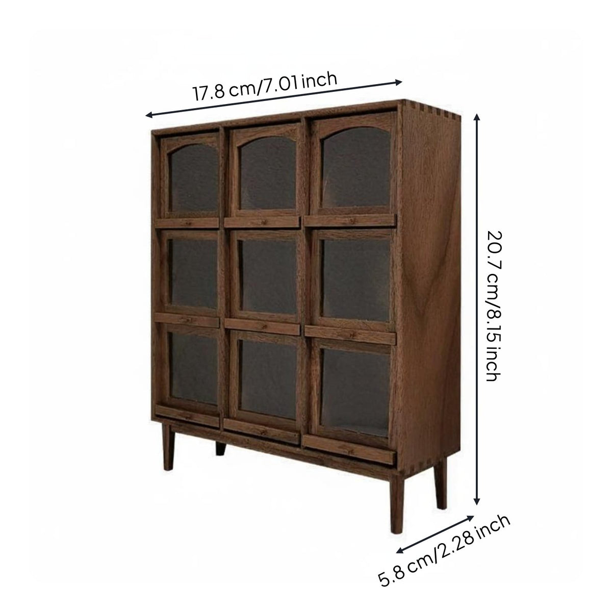 Miniature 9-Grid Storage Cabinet Multi-Scene Versatility Dollhouse Storage Cupboard Clear View Doors Miniature Wooden Cupboard for Collectors