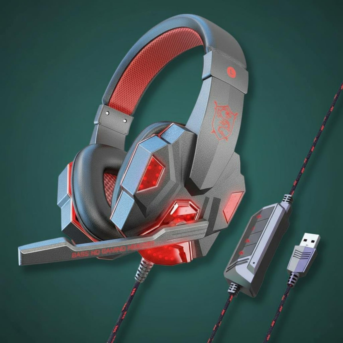 LED Gaming Headset Audio Pickup Built-in Volume Control Wired Gaming Headset 3D Surround Sound Audio Device for Game Enthusiasts