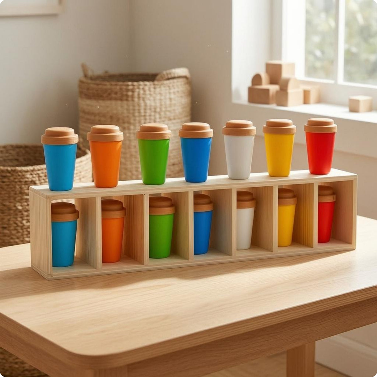 Color Matching Bottle Game Portable Wooden Tray Toy Long-Lasting