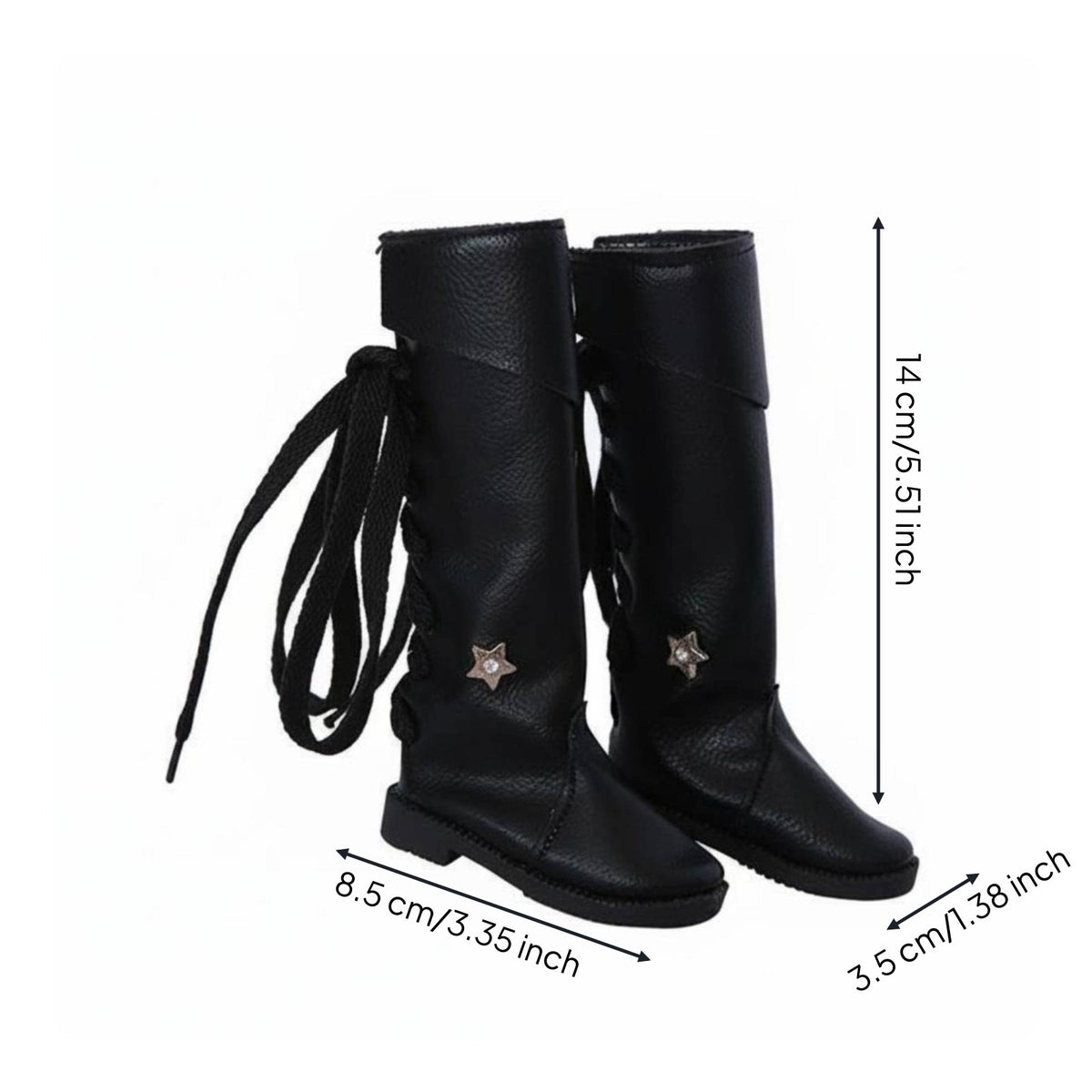 Black Lace-up Doll Boots Highhigh-top/3 BJD Doll Boots Flat Even-Bottom
