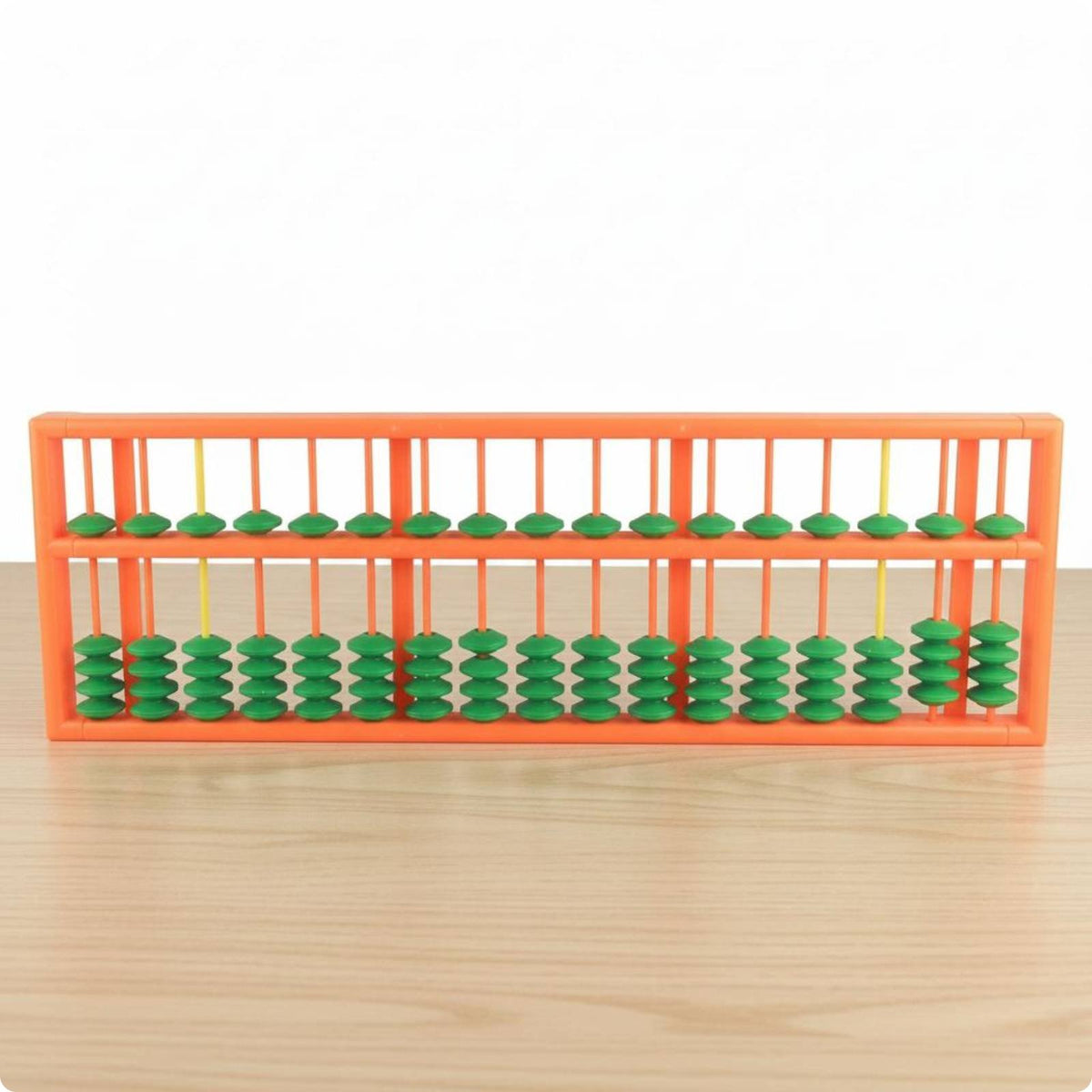 Teaching Abacus Orange Frame Classroom Tool Green Beads Math Toy