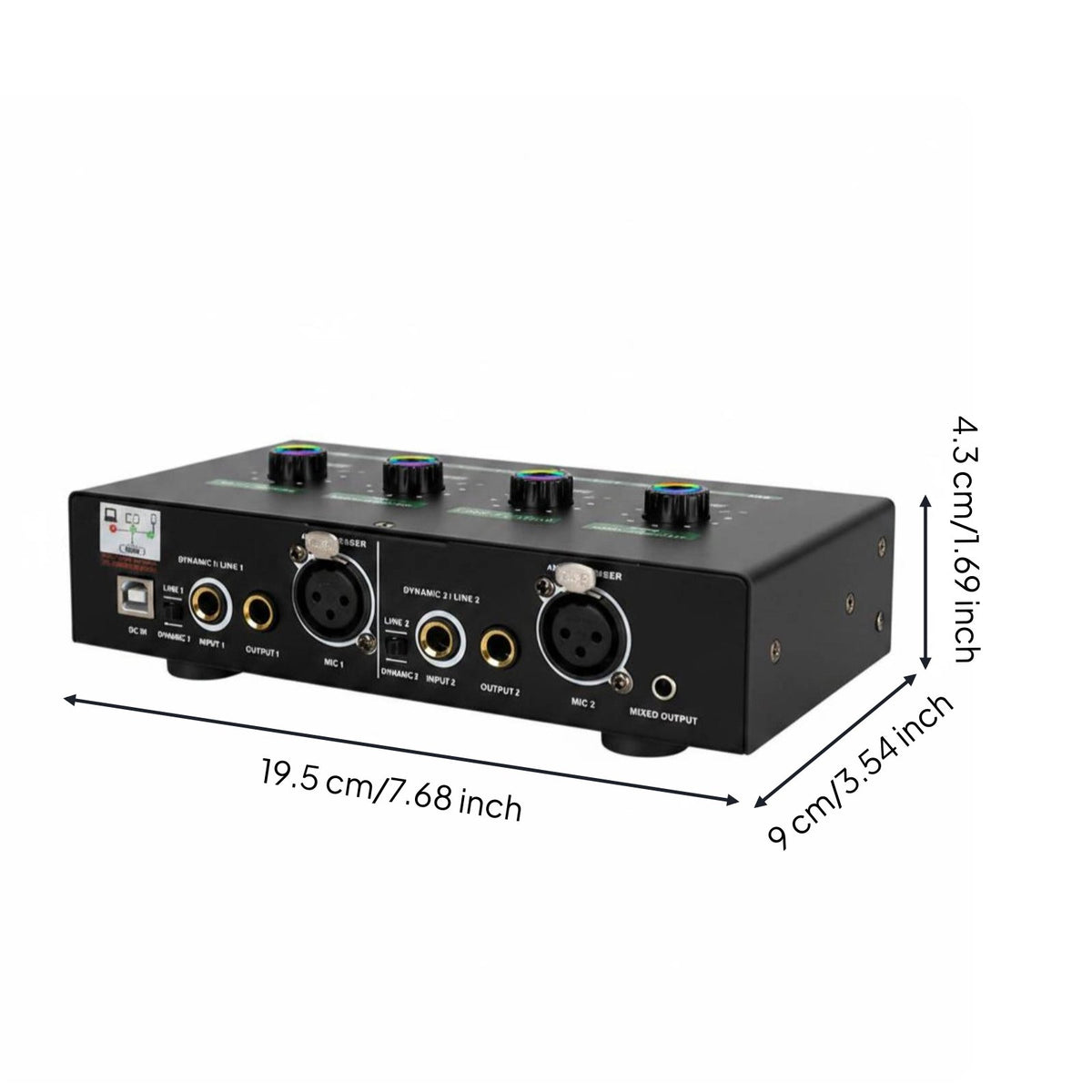 Reverb Mic Amplifier Metal Shell 2-Channel Preamp Compact for Studio, Musicians