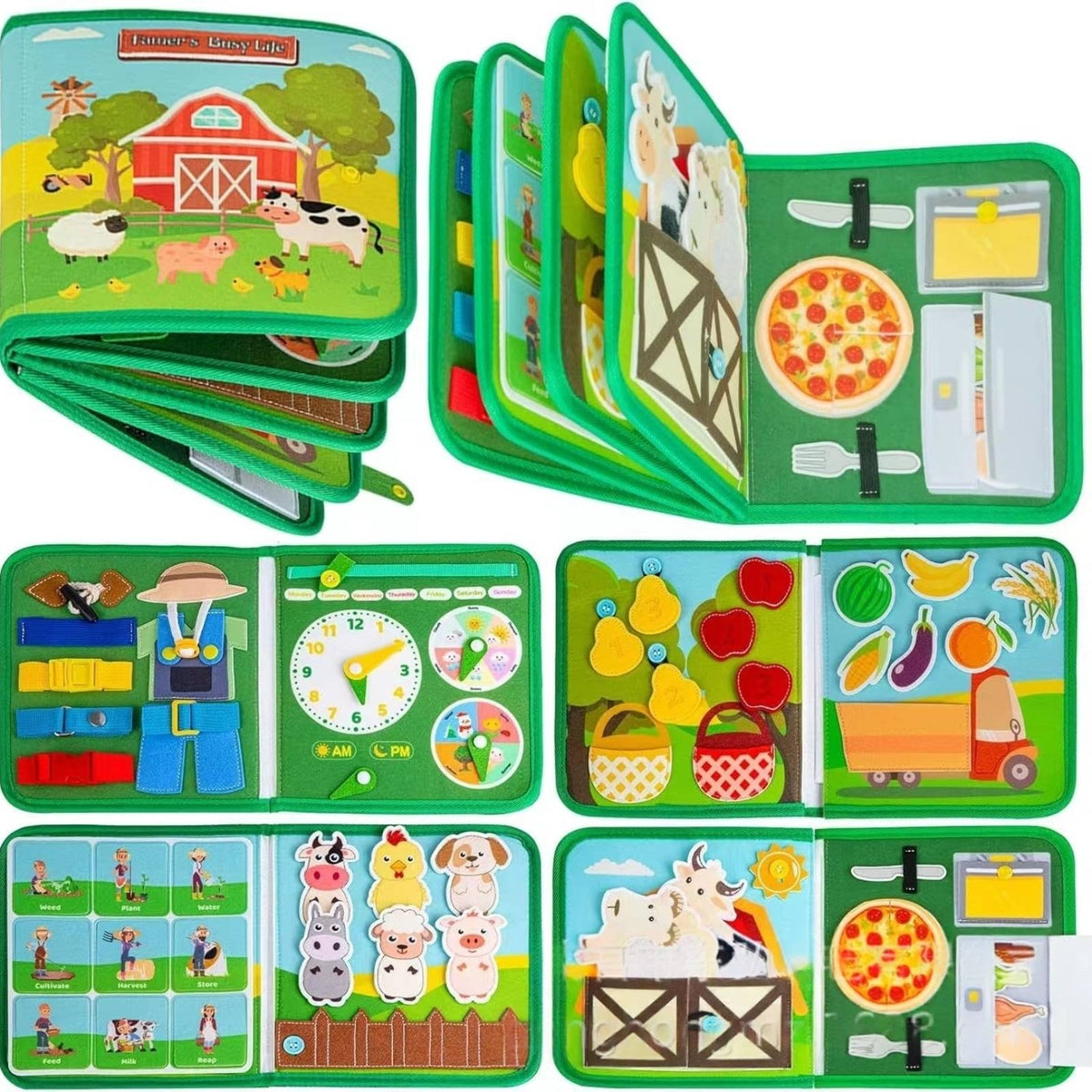 Busy Book Portable Textile Learning Book Travel Friendly for Young Children