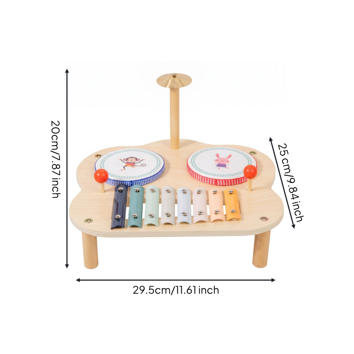 Four-in-Single Drum and Xylophone Toy Early Education Young Child Xylophone Drum