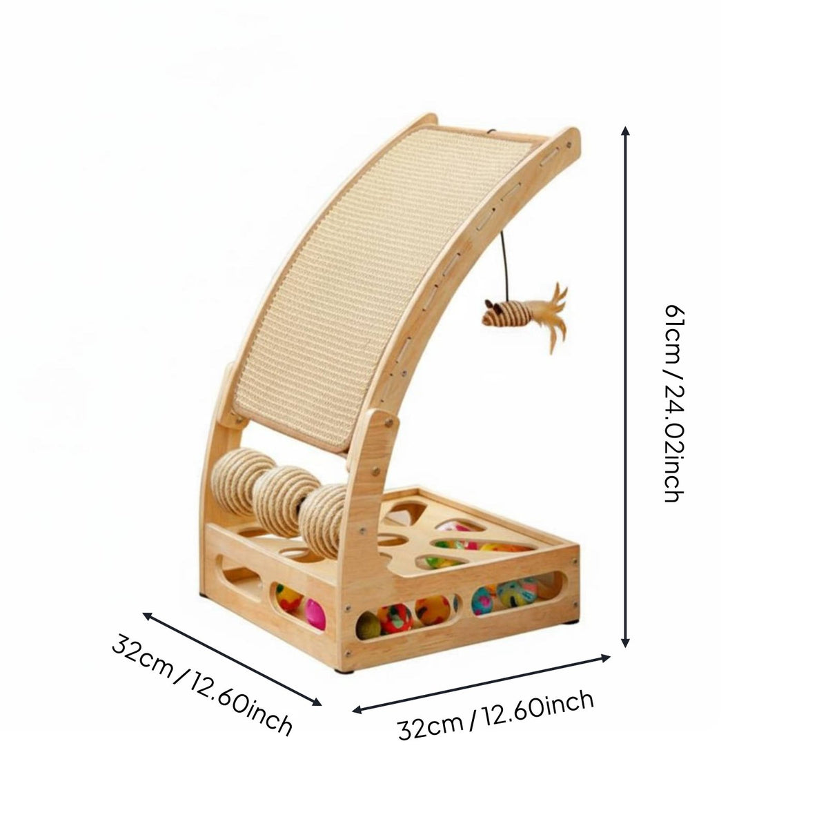 Multifunctional Cat Scratcher Sisal Cat Scratch Ramp with Toys Interactive Puzzle Toy Pet Supplies for Kittens, Indoor