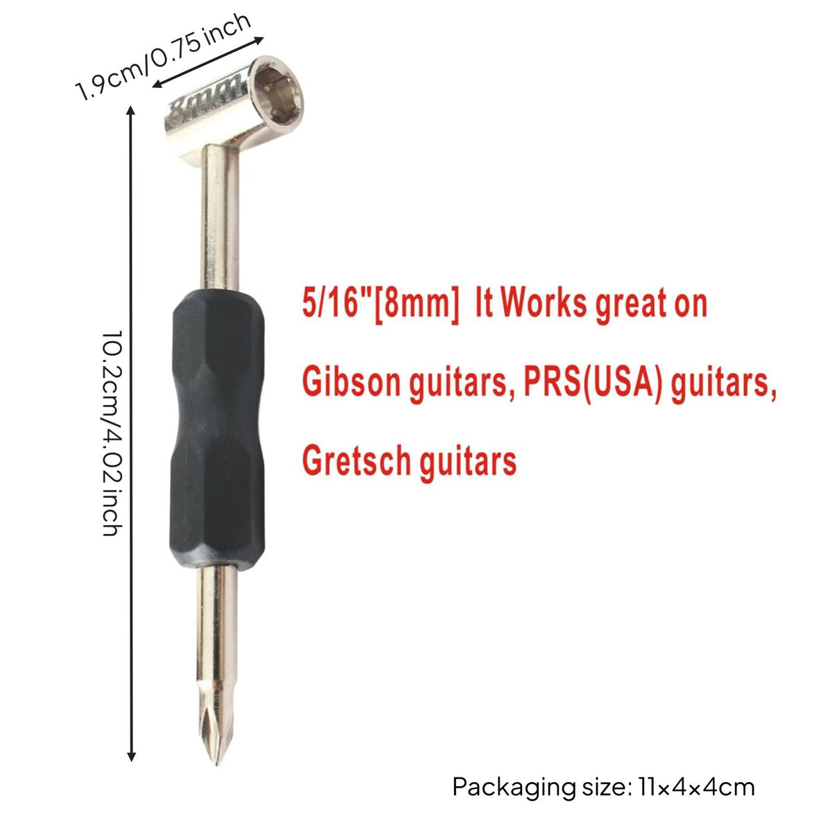 Support Rod Wrench Double-Head Guitar Neck Adjustment Wrench Chrome Finish Music Tool for Luthiers