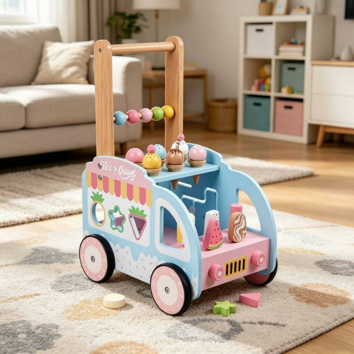 Wooden Ice Cream Pusher Educational Ice Cream Pusher Effortless Gliding