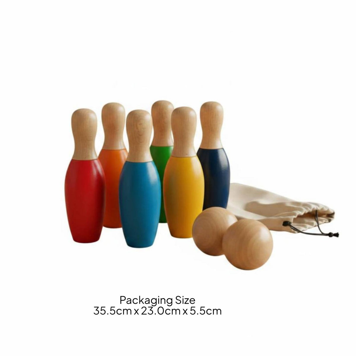 Wooden Bowling Set Solid Wood Kids Bowling Toy Colorful Design for Young Children