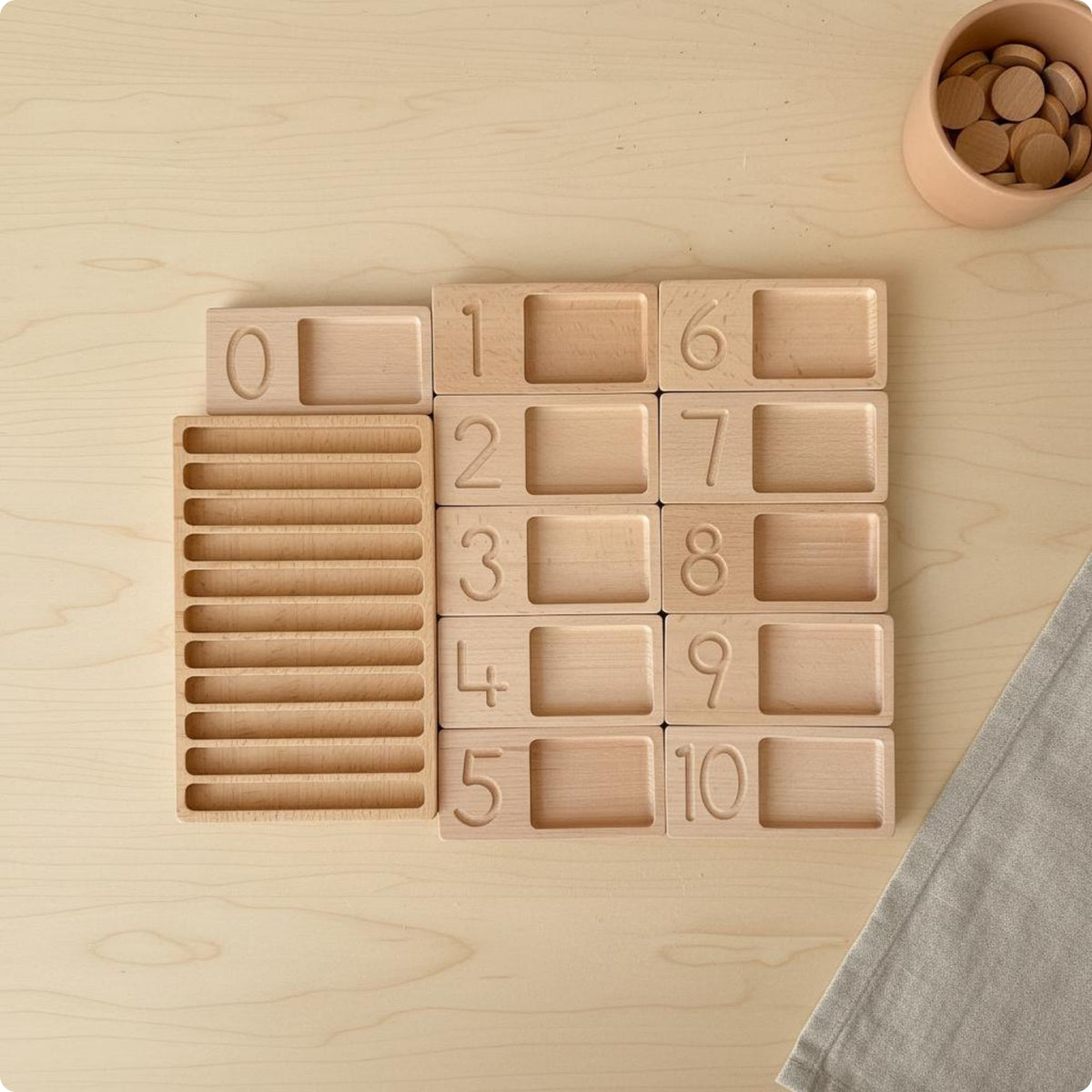 Number Learning Board Recessed Slots Wooden Number Board Rounded Corners Math Manipulative for Preschoolers