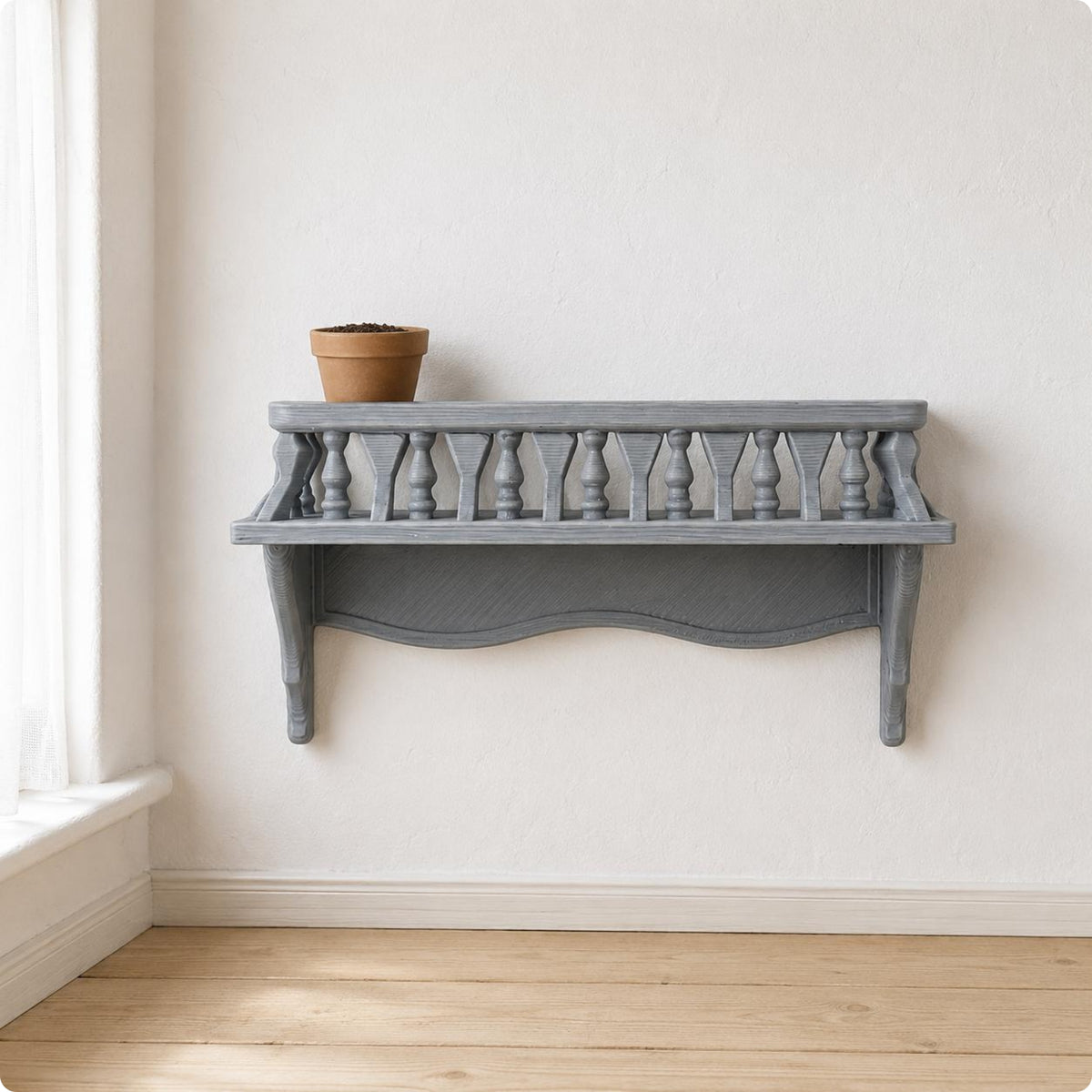 Dollhouse Balcony Shelf Turned Spindles 1:12 Scale Shelf Curved Brackets