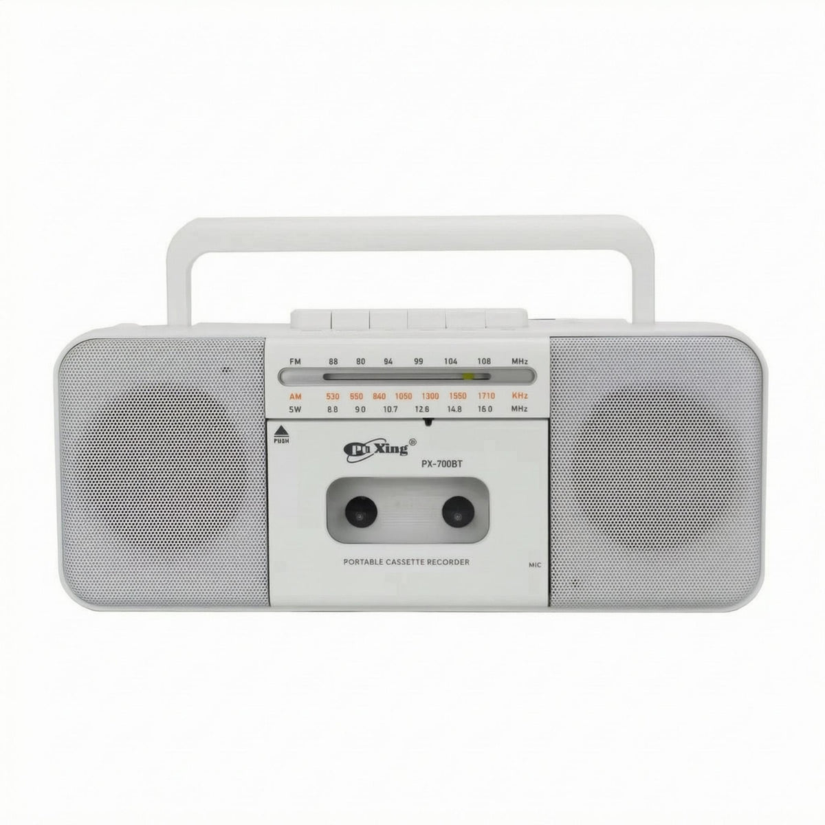 Built-in Speakers Radio Cassette Player Integrated Carry Handle Cassette Radio Combo Headphone Port Portable Boombox