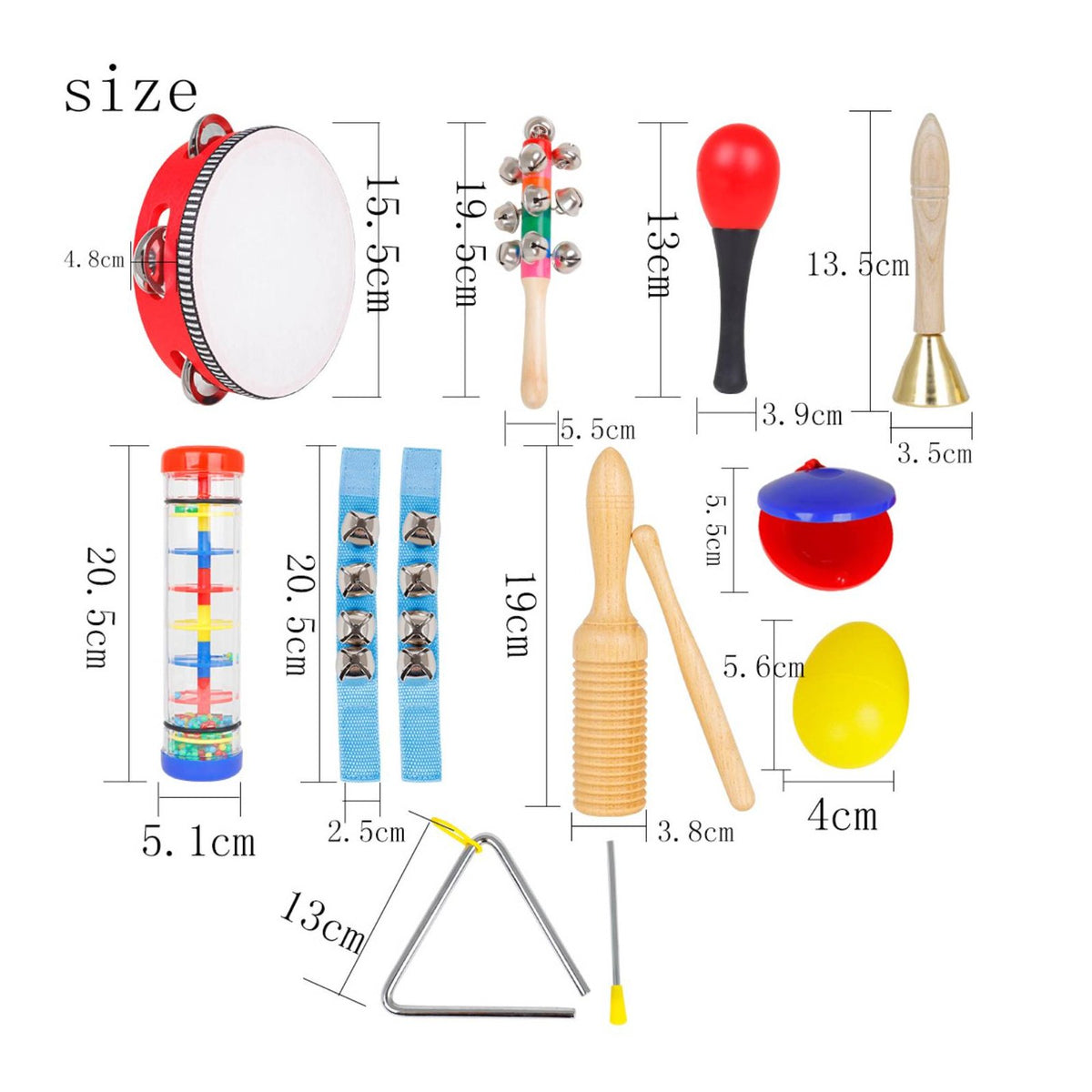 10 Pieces Rhythm Percussion Set Educational Percussion Brain-Boosting Development for Kindergarten