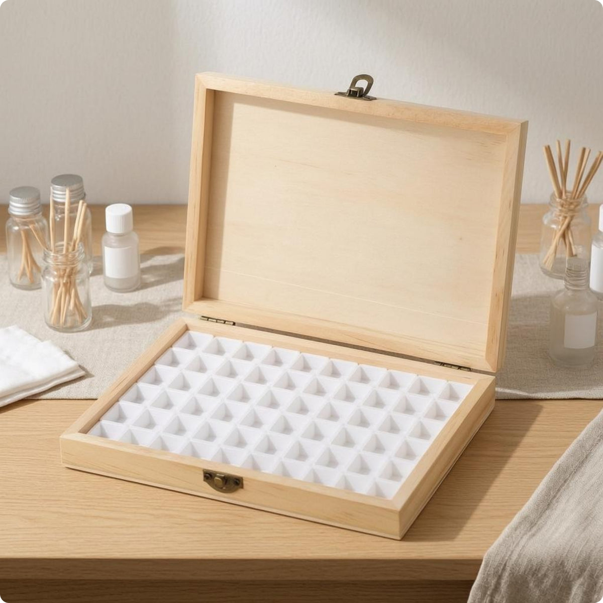 Nail Tip Storage Case White Insert Compartment Box Front Latch