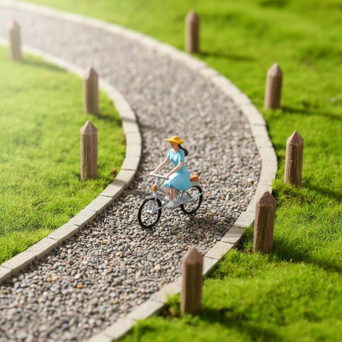 1:64 Scale Figures Micro Landscape Cyclist Figurine Hand-Painted